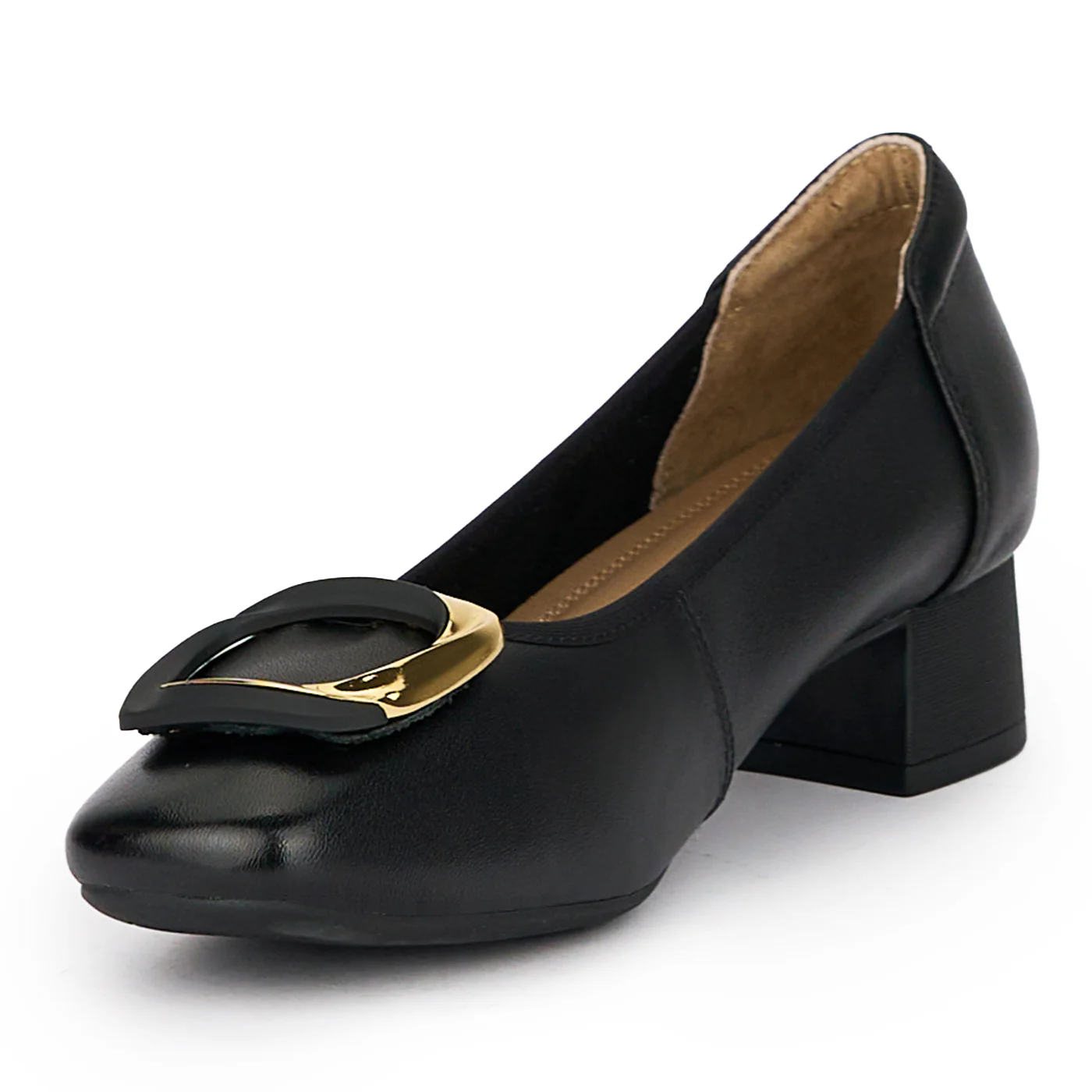 Pantofi dama din piele naturala neagra cu toc mic 3.5 cm 15334 - Image 3