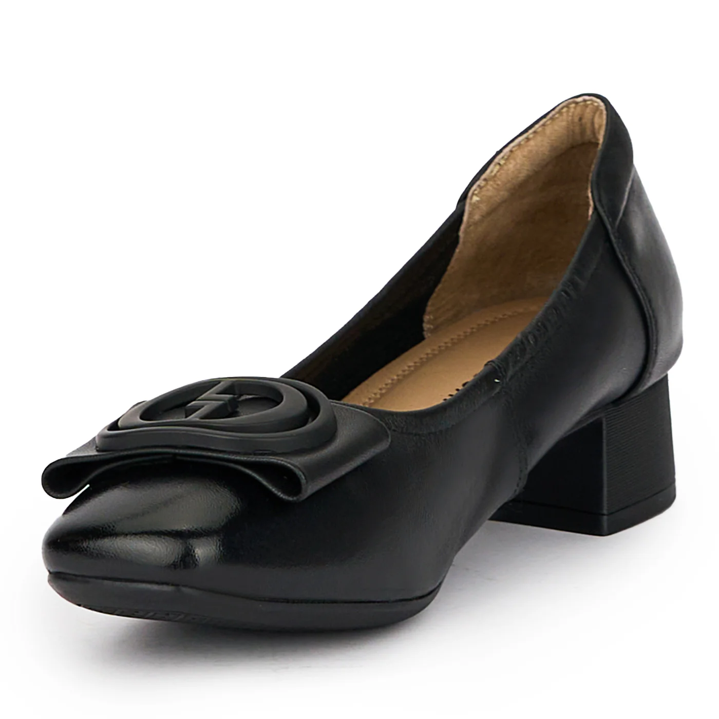 Pantofi dama din piele naturala neagra cu toc mic 3.5 cm 15335 - Image 3