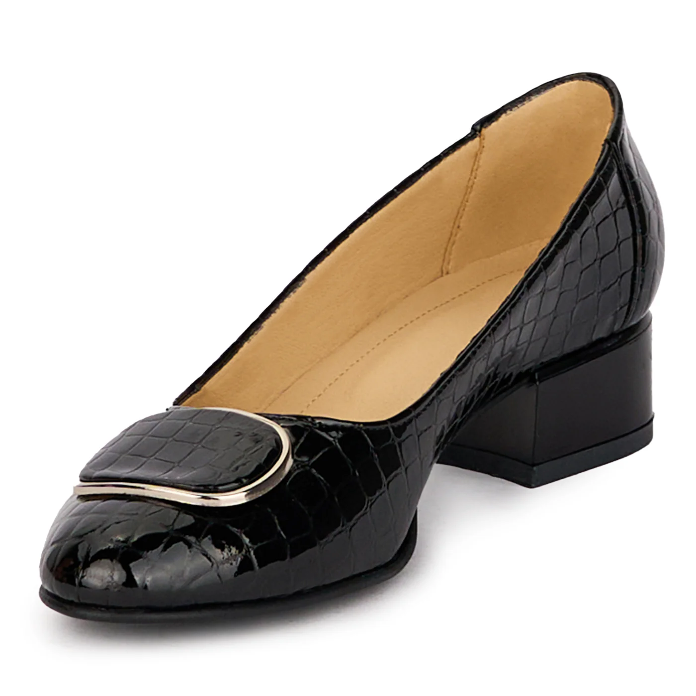 Pantofi dama din piele naturala neagra cu toc mic 3.5 cm 18655 - Image 3