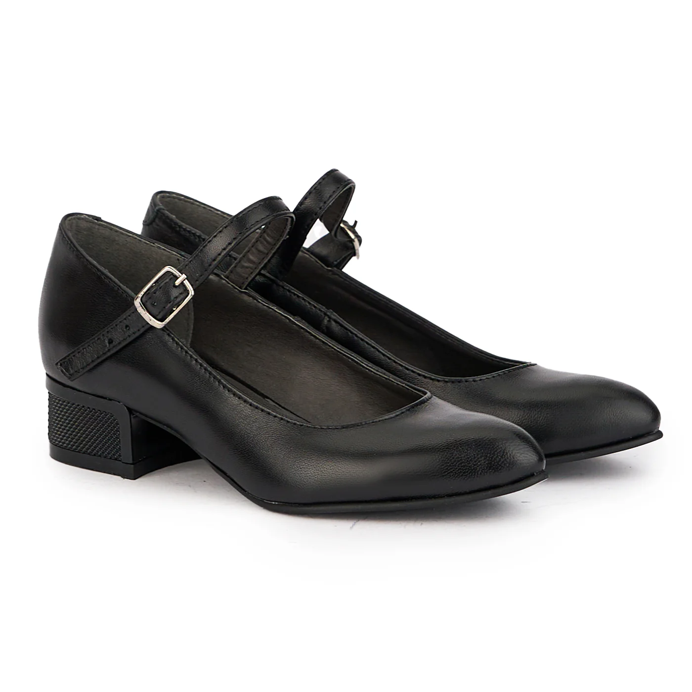 Pantofi dama din piele naturala neagra cu toc mic 3 cm 17161 - Image 4