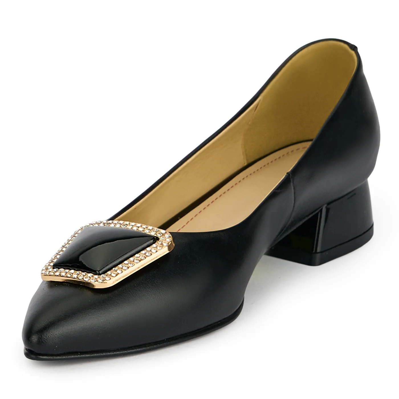 Pantofi dama din piele naturala neagra cu toc mic 3 cm 19432 - Image 3