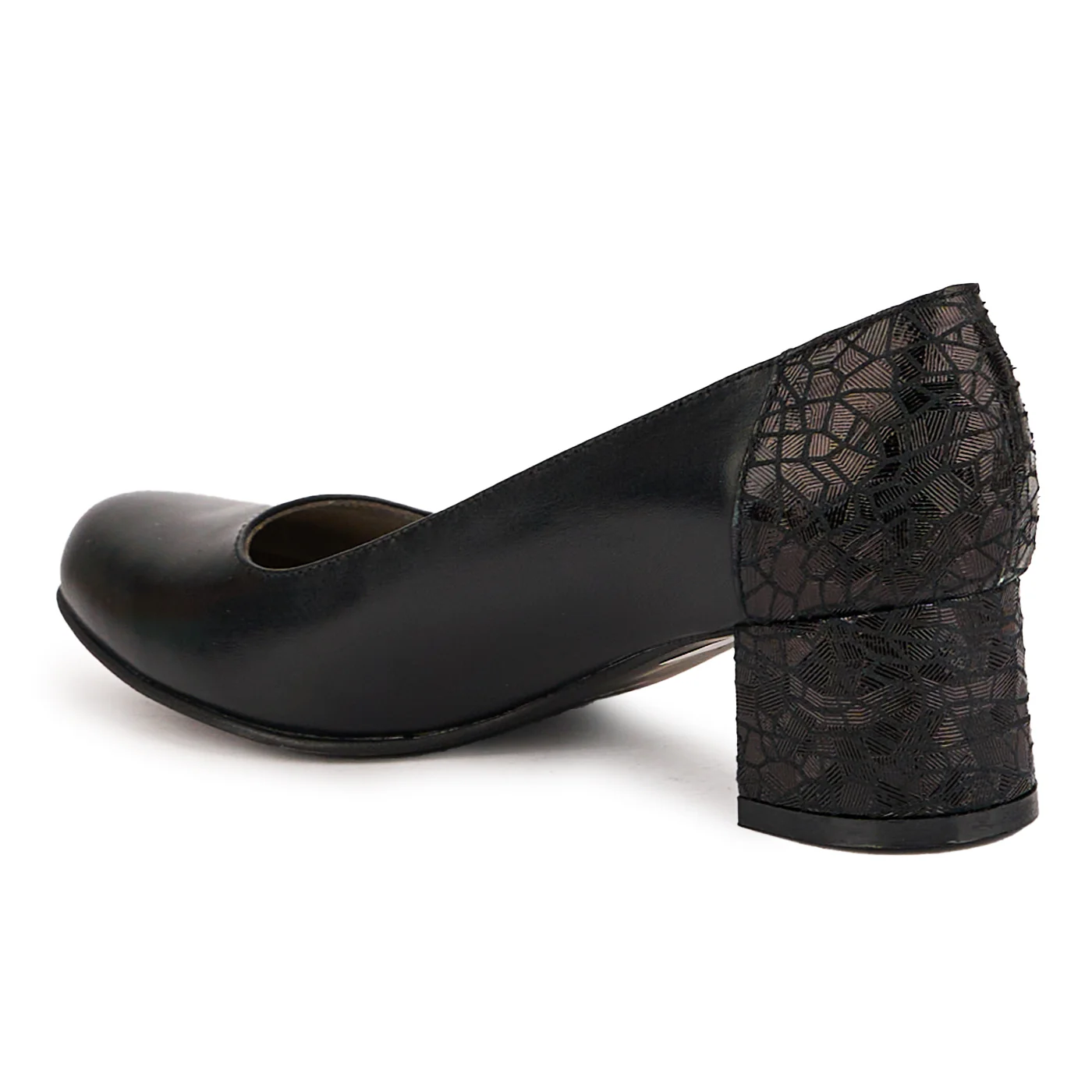 Pantofi dama din piele naturala neagra cu toc mic 4.5 cm 16767 - Image 2