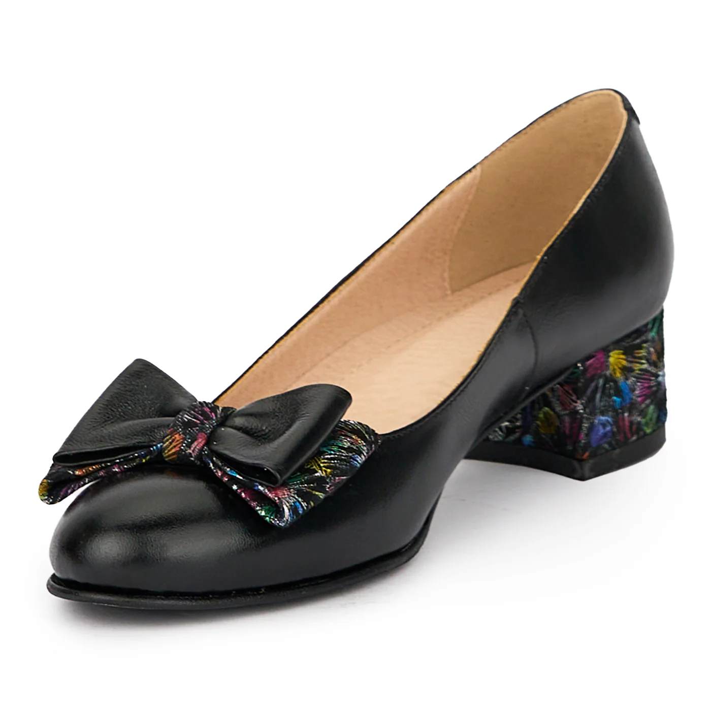 Pantofi dama din piele naturala neagra cu toc mic 4 cm 15503 - Image 3