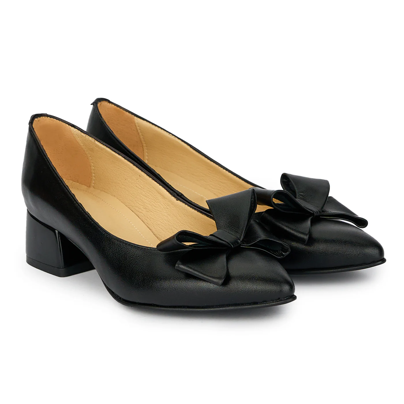 Pantofi dama din piele naturala neagra cu toc mic 4 cm 16685 - Image 4