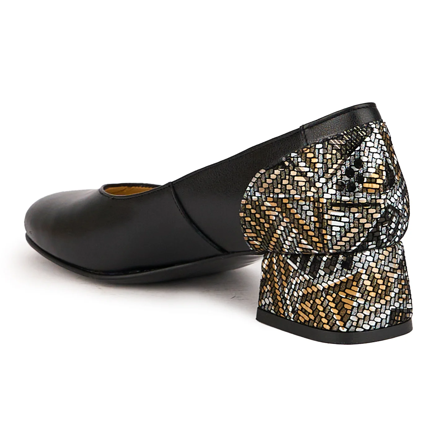 Pantofi dama din piele naturala neagra cu toc mic 4 cm 16687 - Image 2