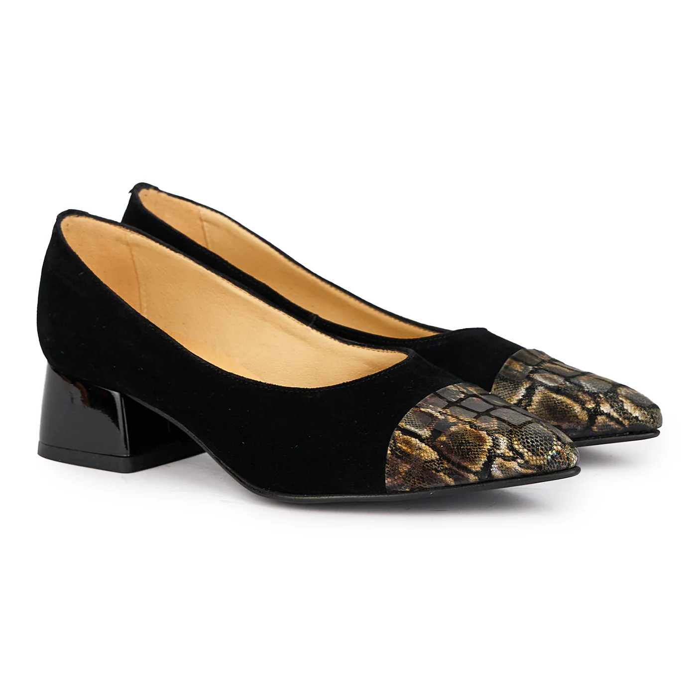 Pantofi dama din piele naturala neagra cu toc mic 4 cm 16923 - Image 4