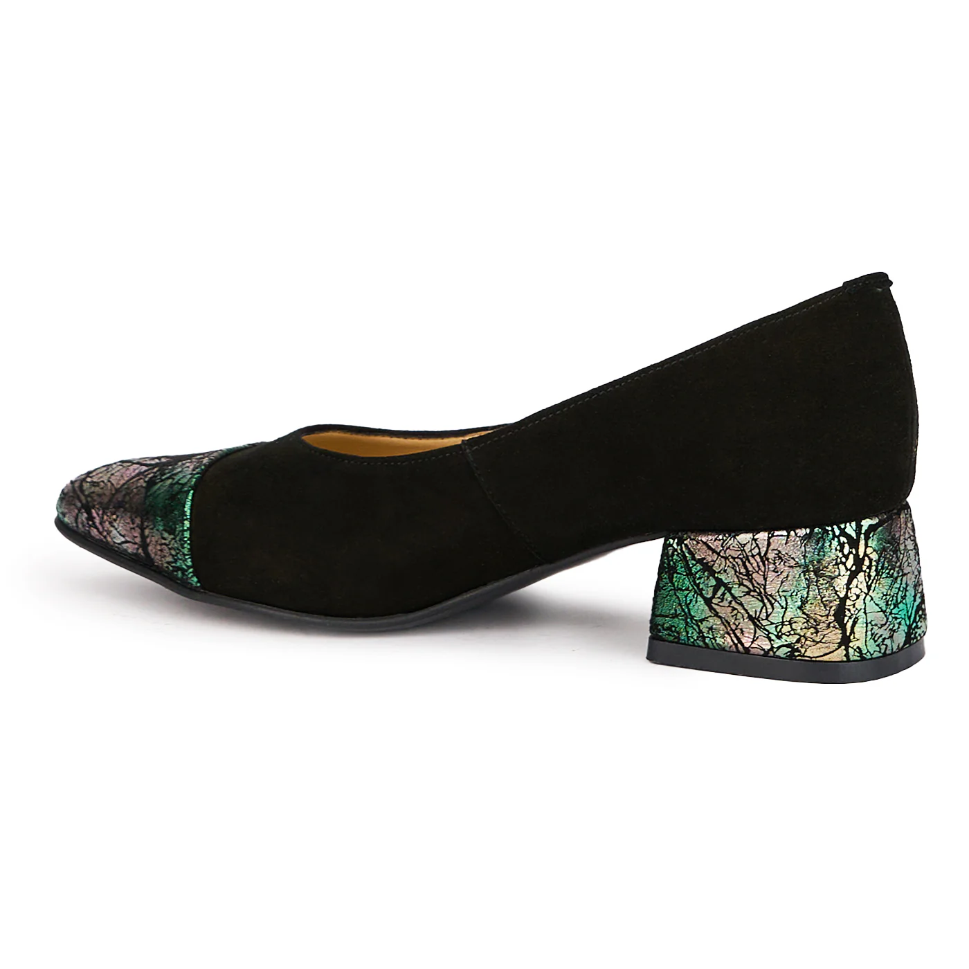 Pantofi dama din piele naturala neagra cu toc mic 4 cm 17105 - Image 2