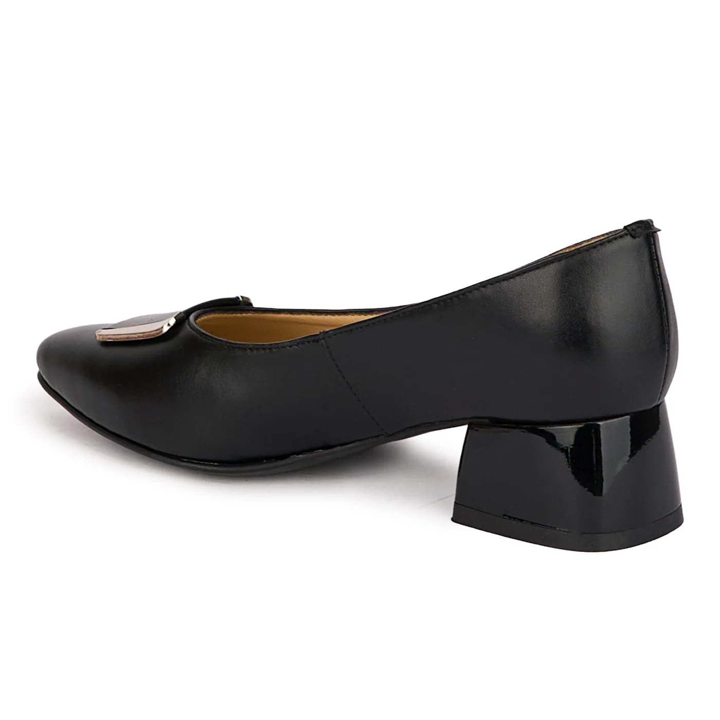Pantofi dama din piele naturala neagra cu toc mic 4 cm 18605 - Image 2