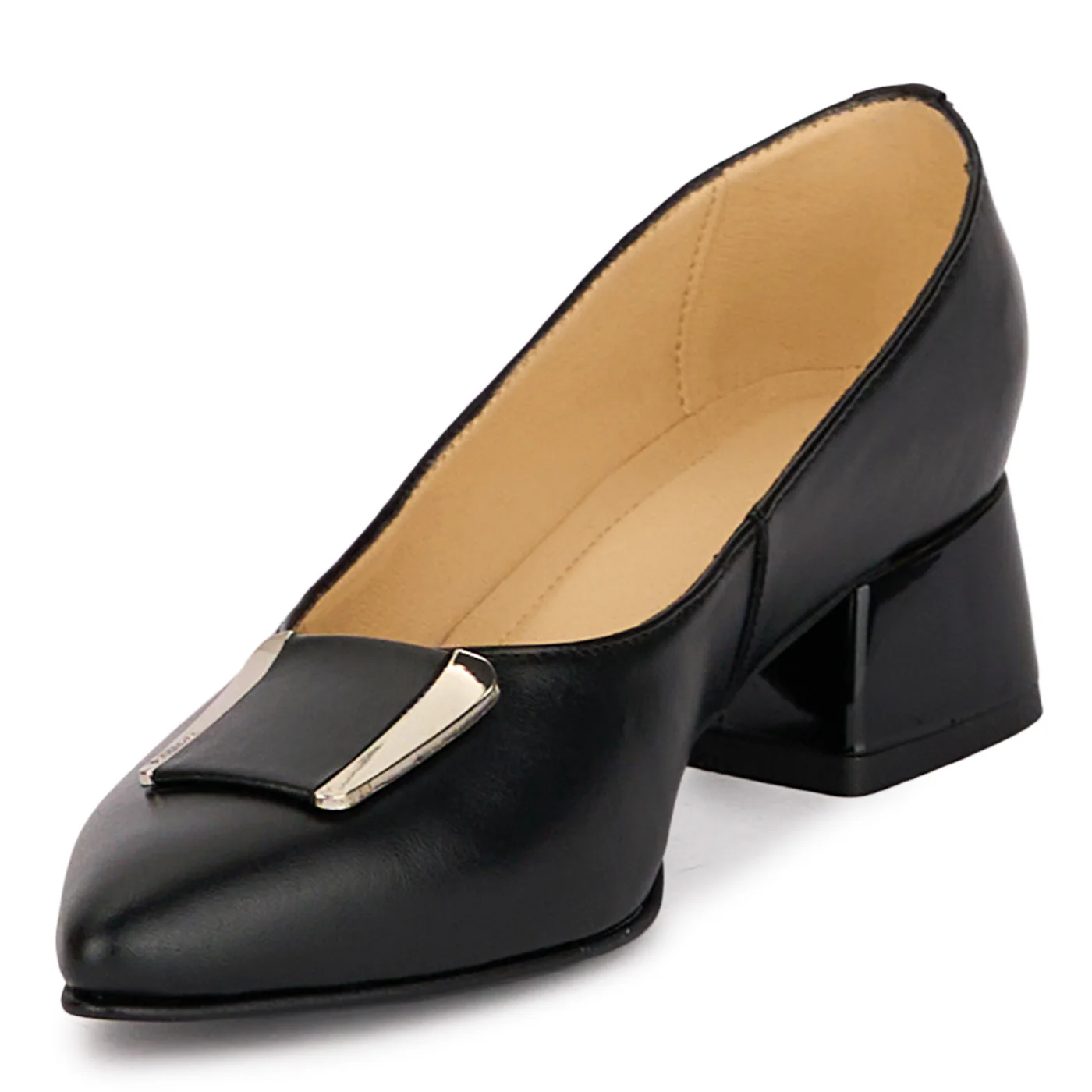 Pantofi dama din piele naturala neagra cu toc mic 4 cm 18605 - Image 3
