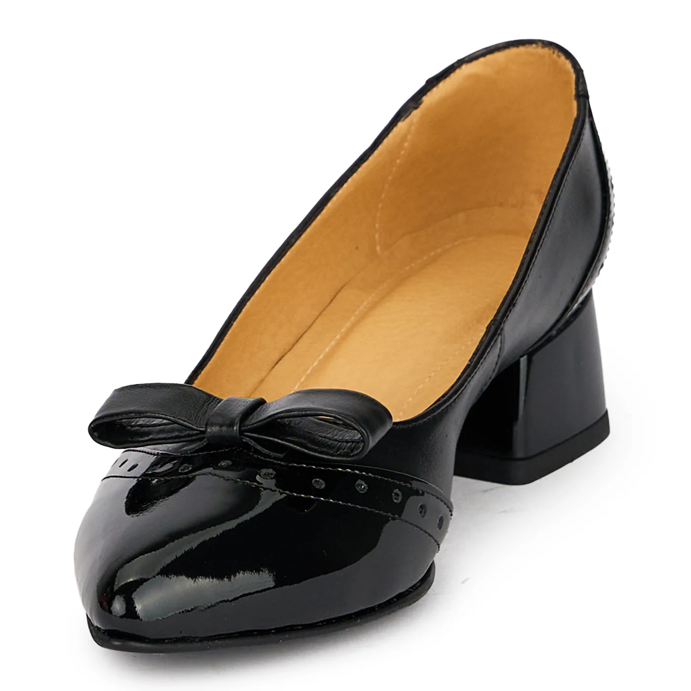 Pantofi dama din piele naturala neagra cu toc mic 4 cm 19921 - Image 3