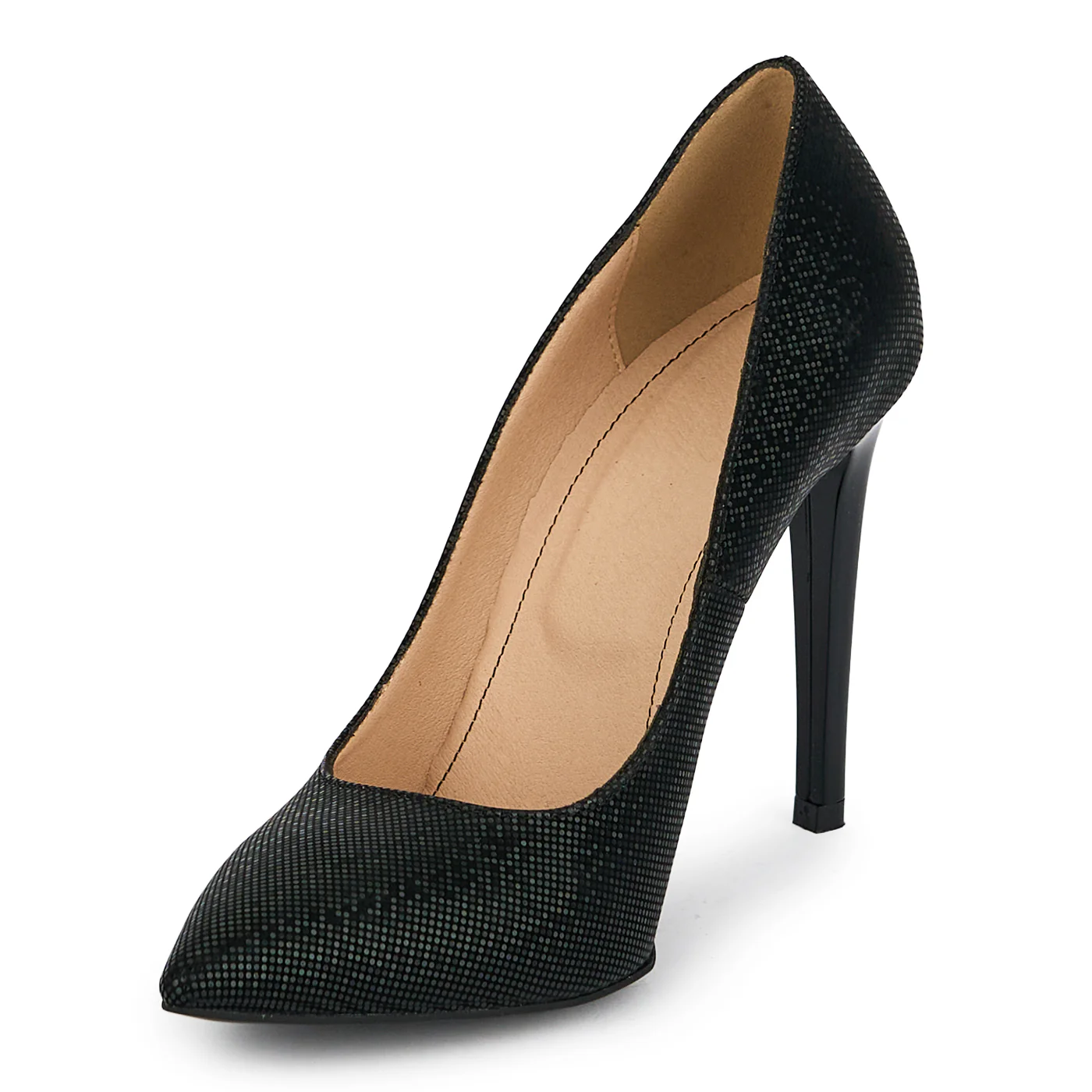 Pantofi dama din piele naturala neagra cu toc subtire 10 cm 19416 - Image 3