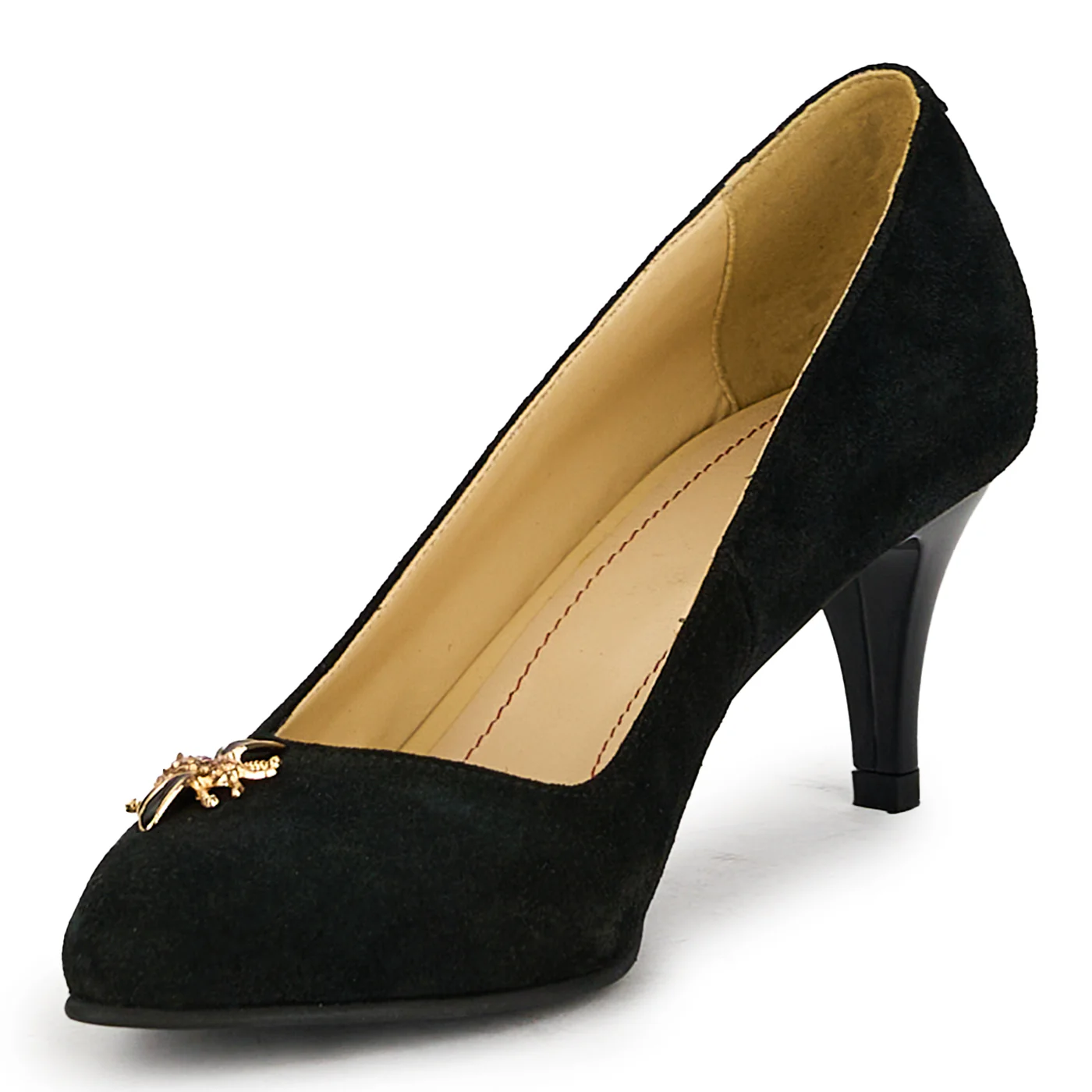 Pantofi dama din piele naturala neagra cu toc subtire 17498 - Image 3