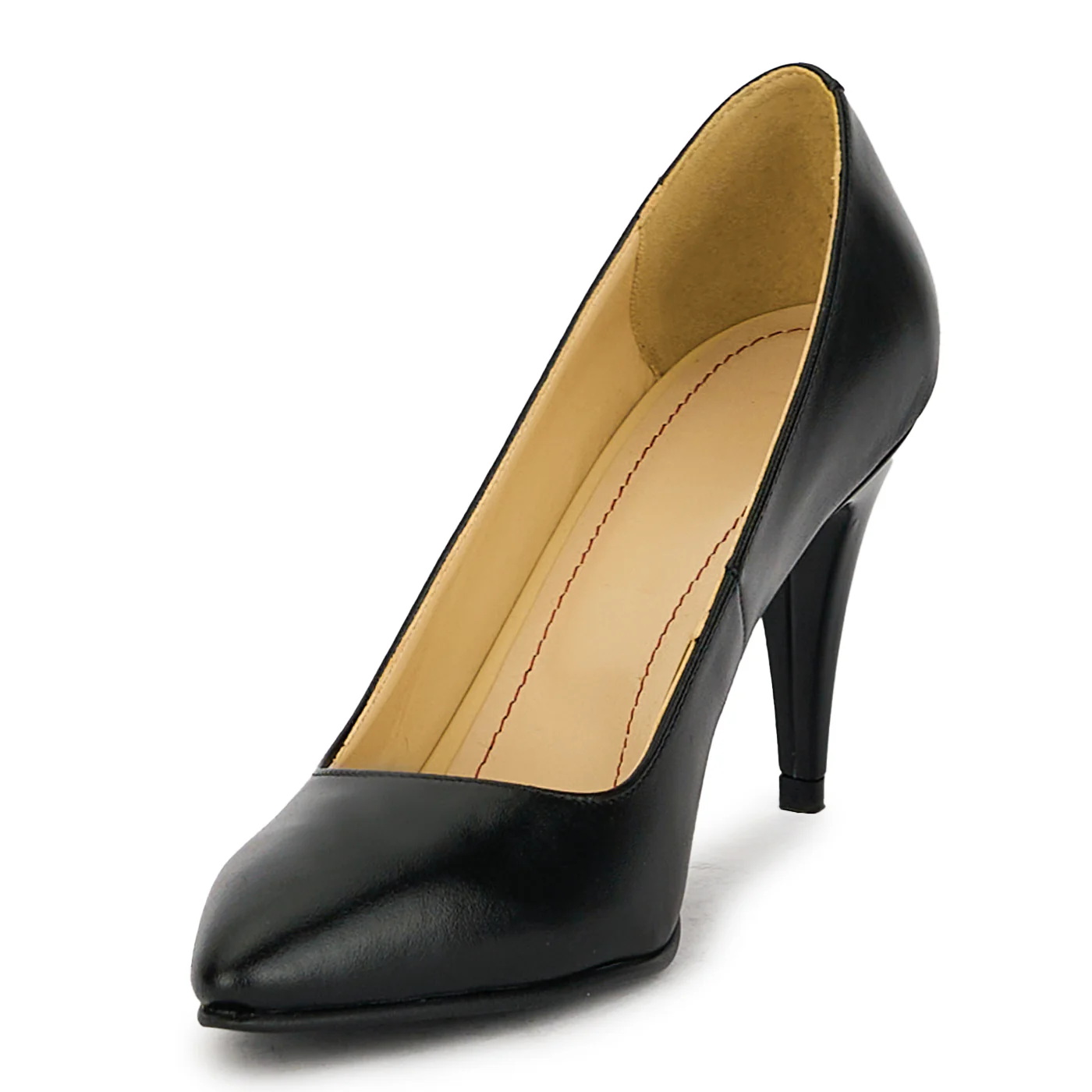 Pantofi dama din piele naturala neagra cu toc subtire 17496 - Image 3
