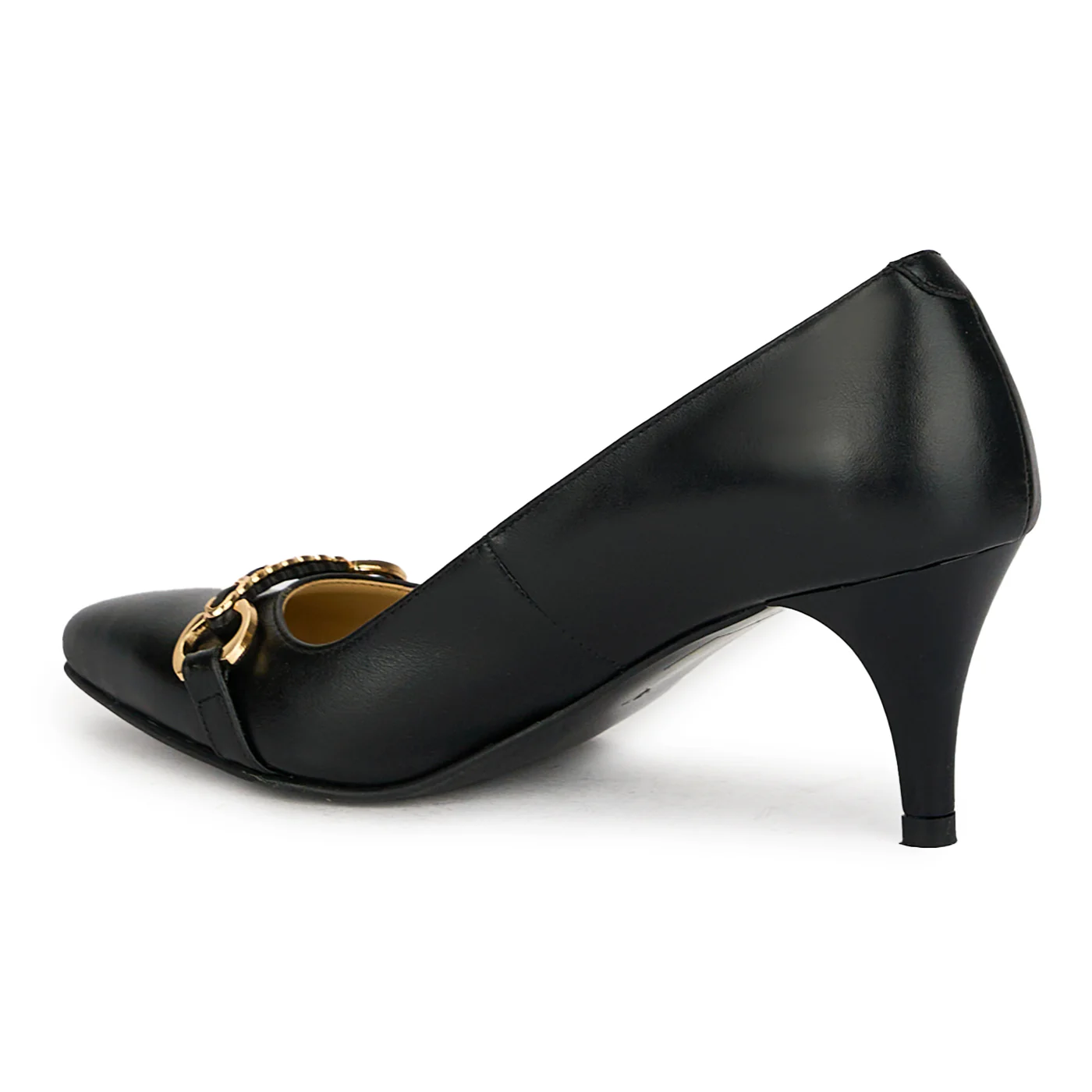 Pantofi dama din piele naturala neagra cu toc subtire 17524 - Image 2