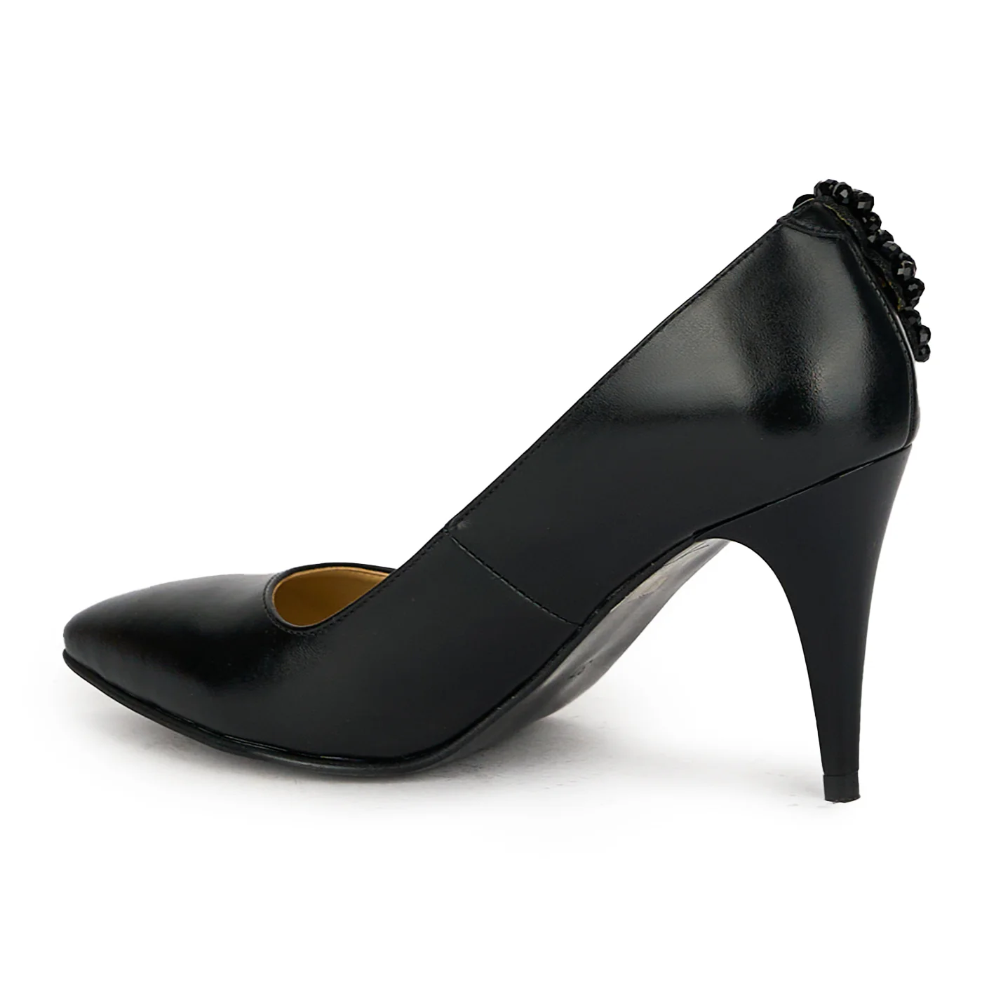 Pantofi dama din piele naturala neagra cu toc subtire 17530 - Image 2