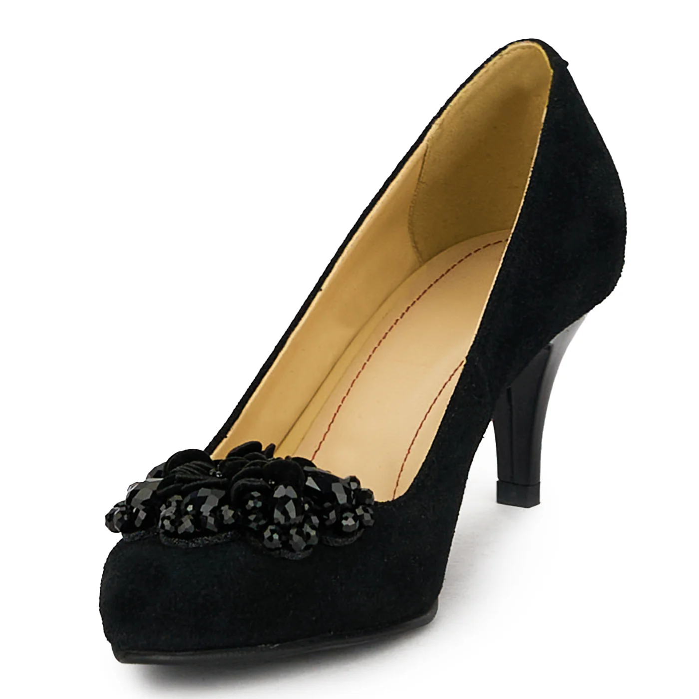 Pantofi dama din piele naturala neagra cu toc subtire 17532 - Image 3