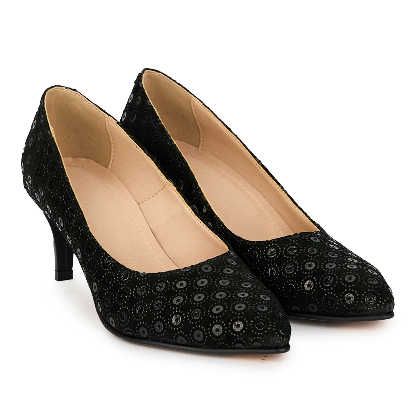 Pantofi dama din piele naturala neagra cu toc subtire 6 cm 18193 - Image 4