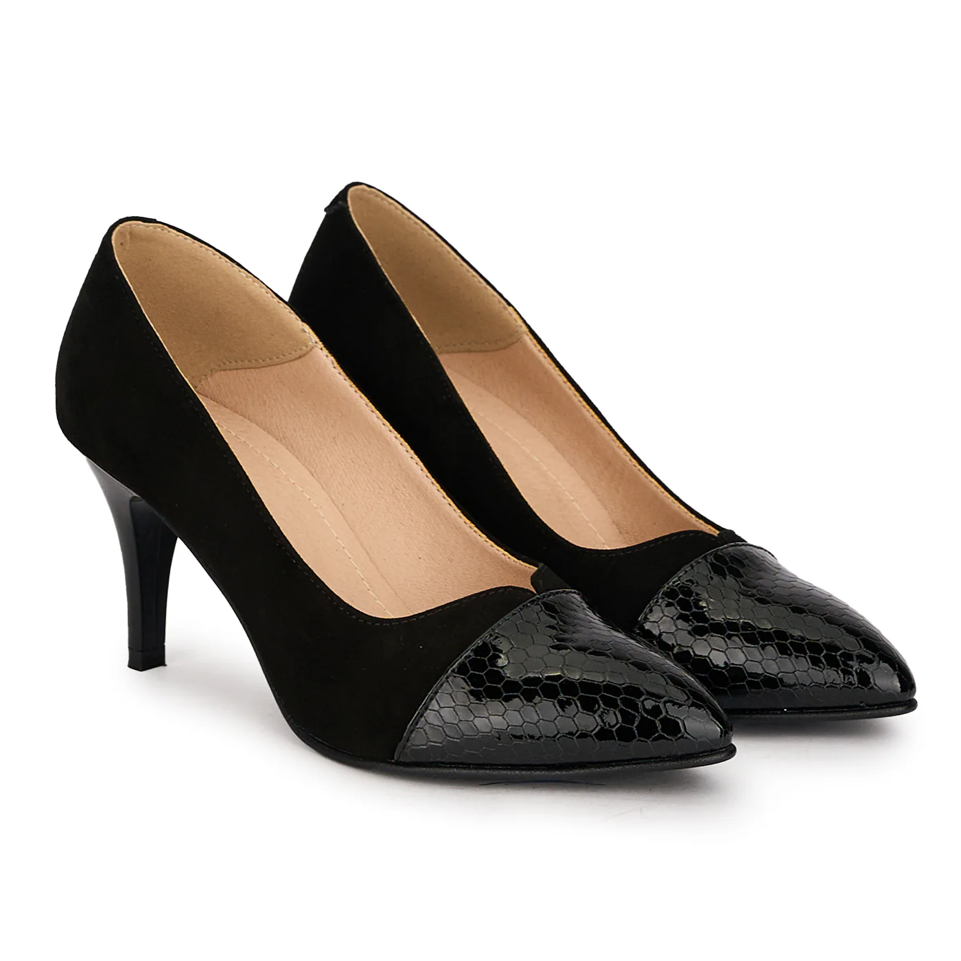 Pantofi dama din piele naturala neagra cu toc subtire 7.5 cm 18777 - Image 4