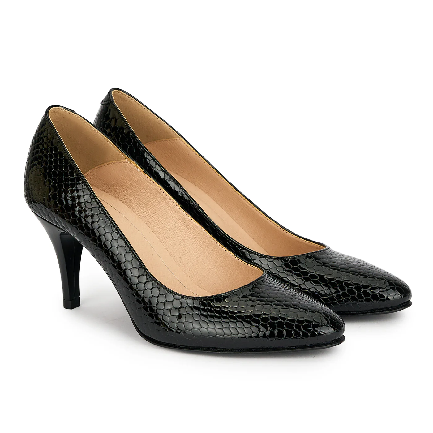 Pantofi dama din piele naturala neagra cu toc subtire 7.5 cm 19309 - Image 4