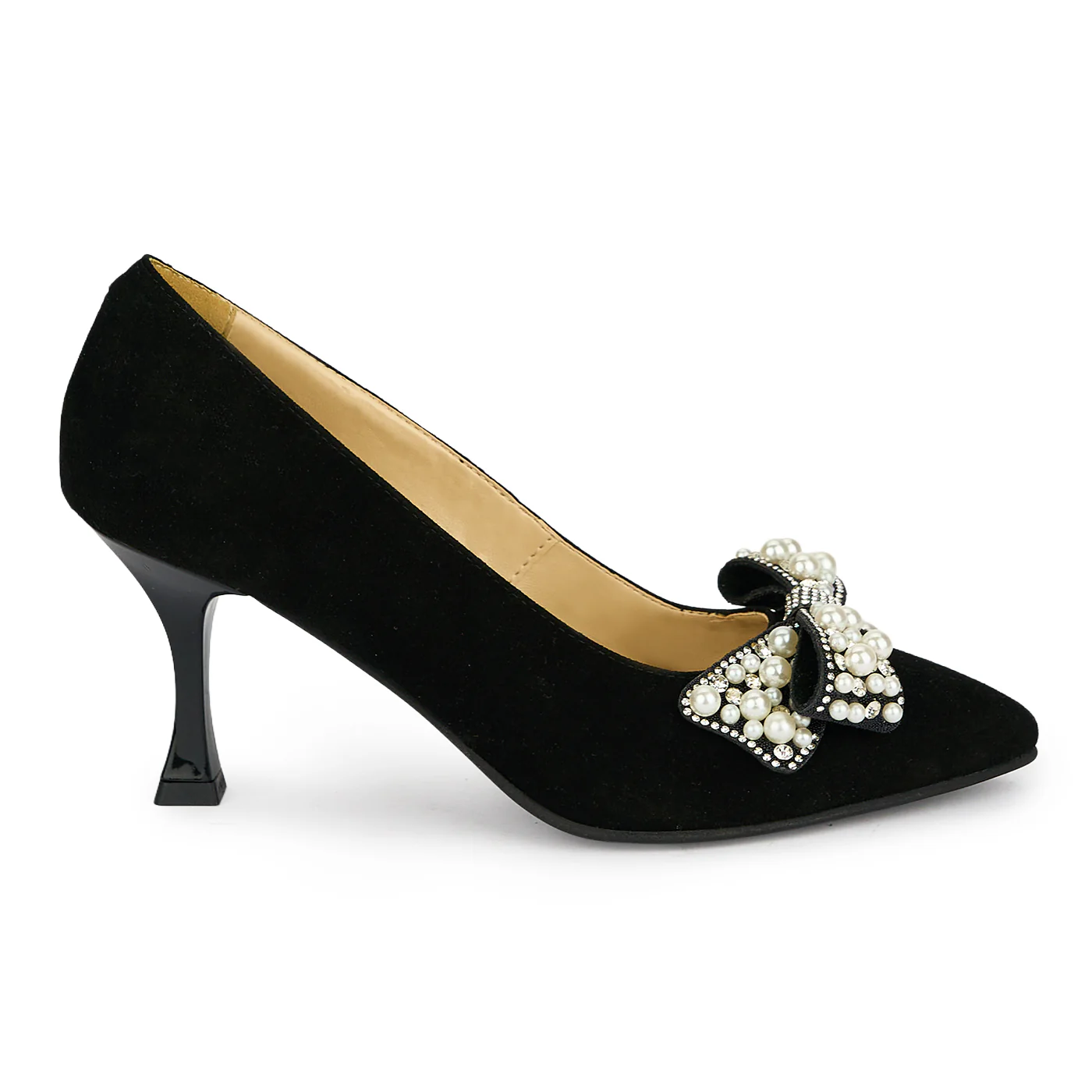 Pantofi dama din piele naturala neagra cu toc subtire 7.5 cm 19473