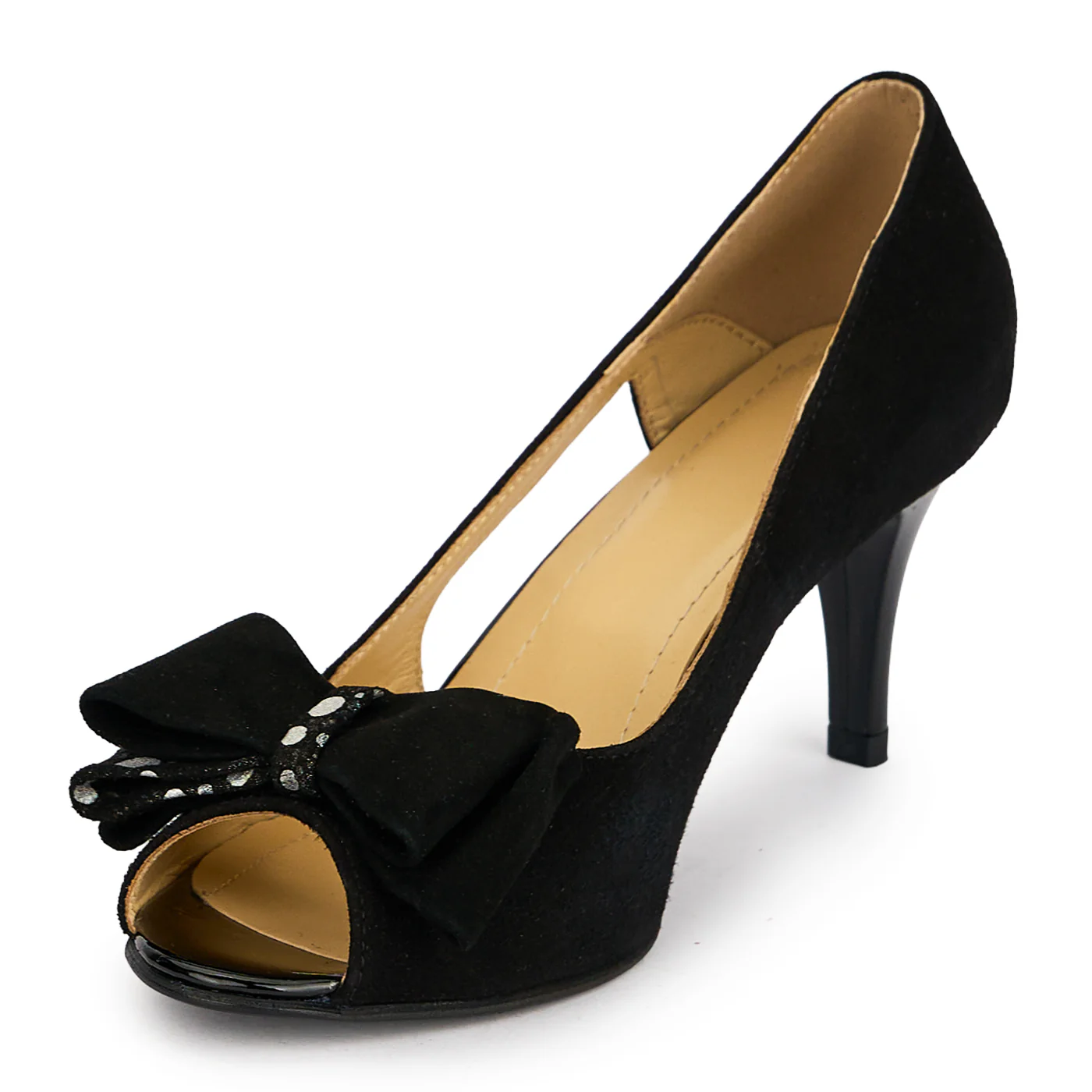 Pantofi damă din piele naturală neagra cu toc subtire 7.5 cm 19571 - Image 3