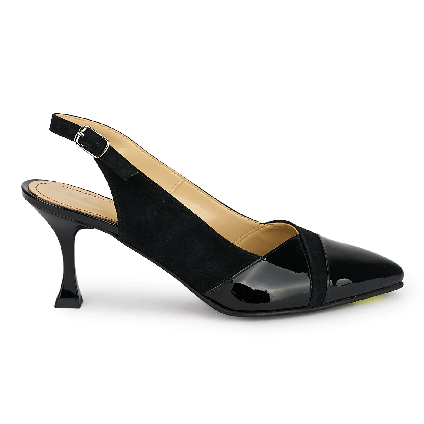 Pantofi dama din piele naturala neagra cu toc subtire 7.5 cm 19883