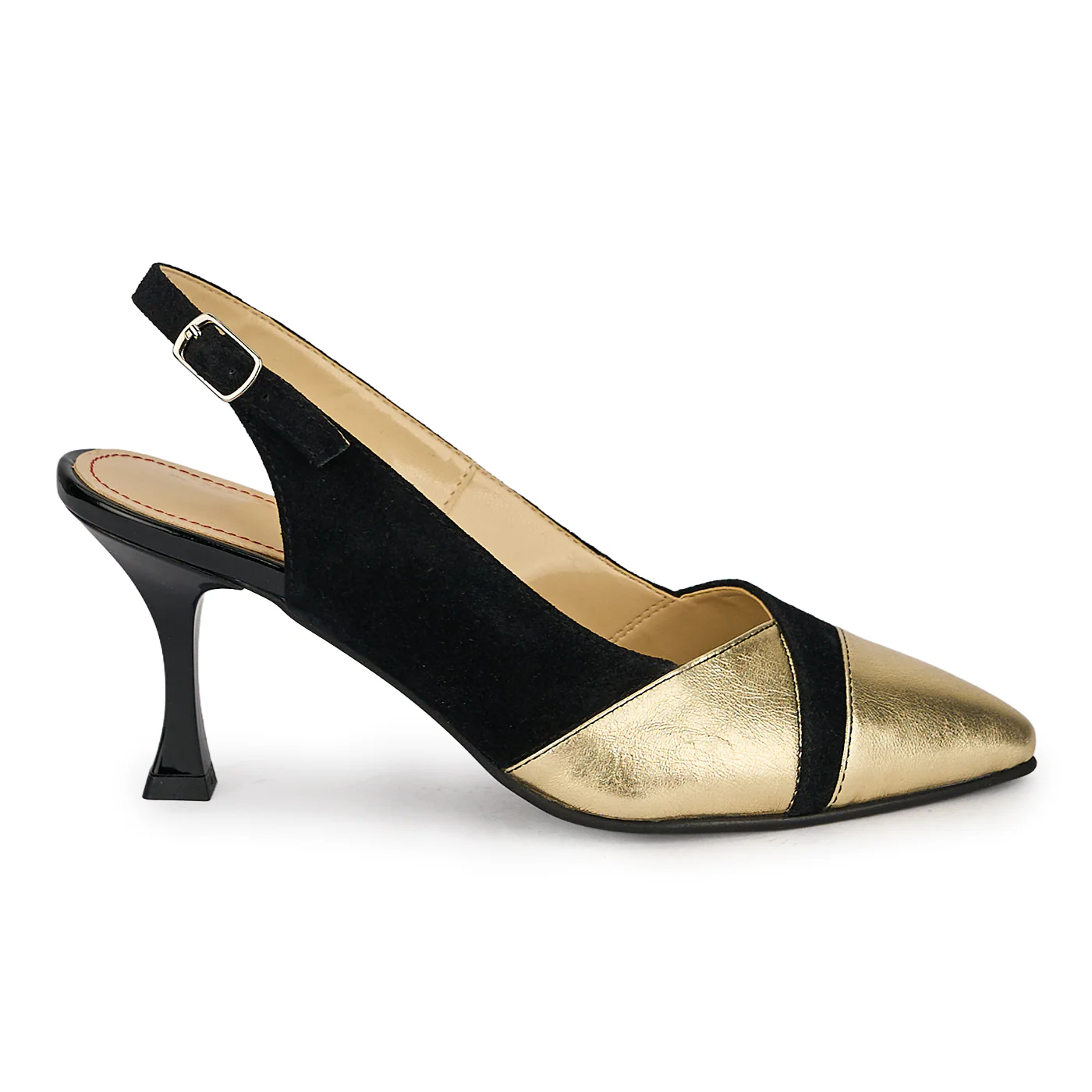 Pantofi dama din piele naturala neagra cu toc subtire 7.5 cm 19884
