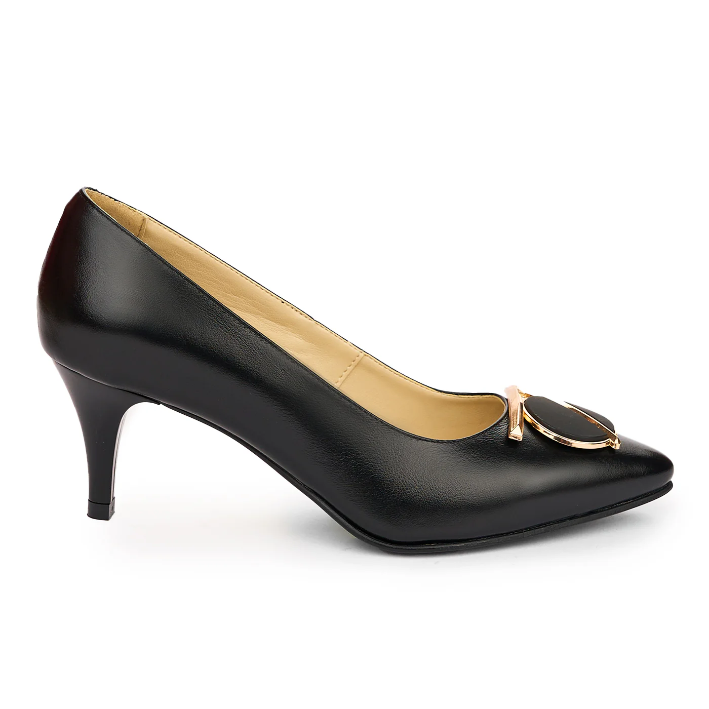 Pantofi dama din piele naturala neagra cu toc subtire 7 cm 13789