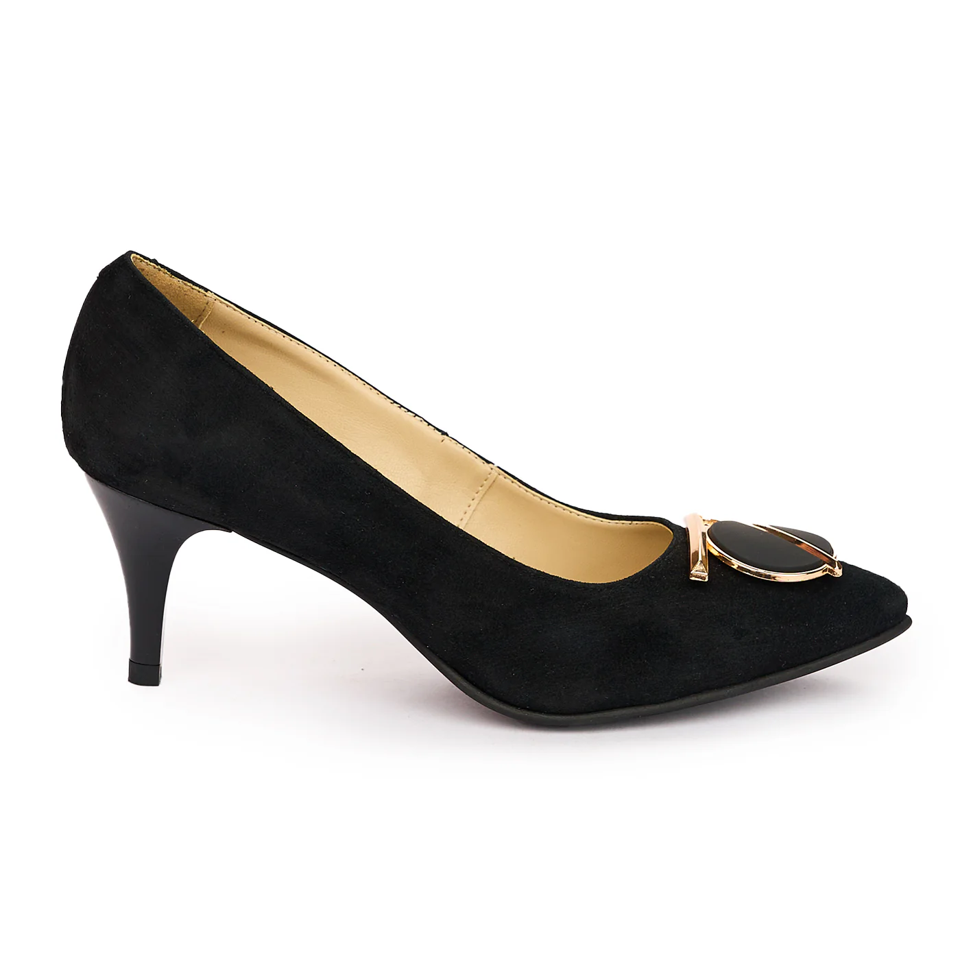 Pantofi dama din piele naturala neagra cu toc subtire 7 cm 13799