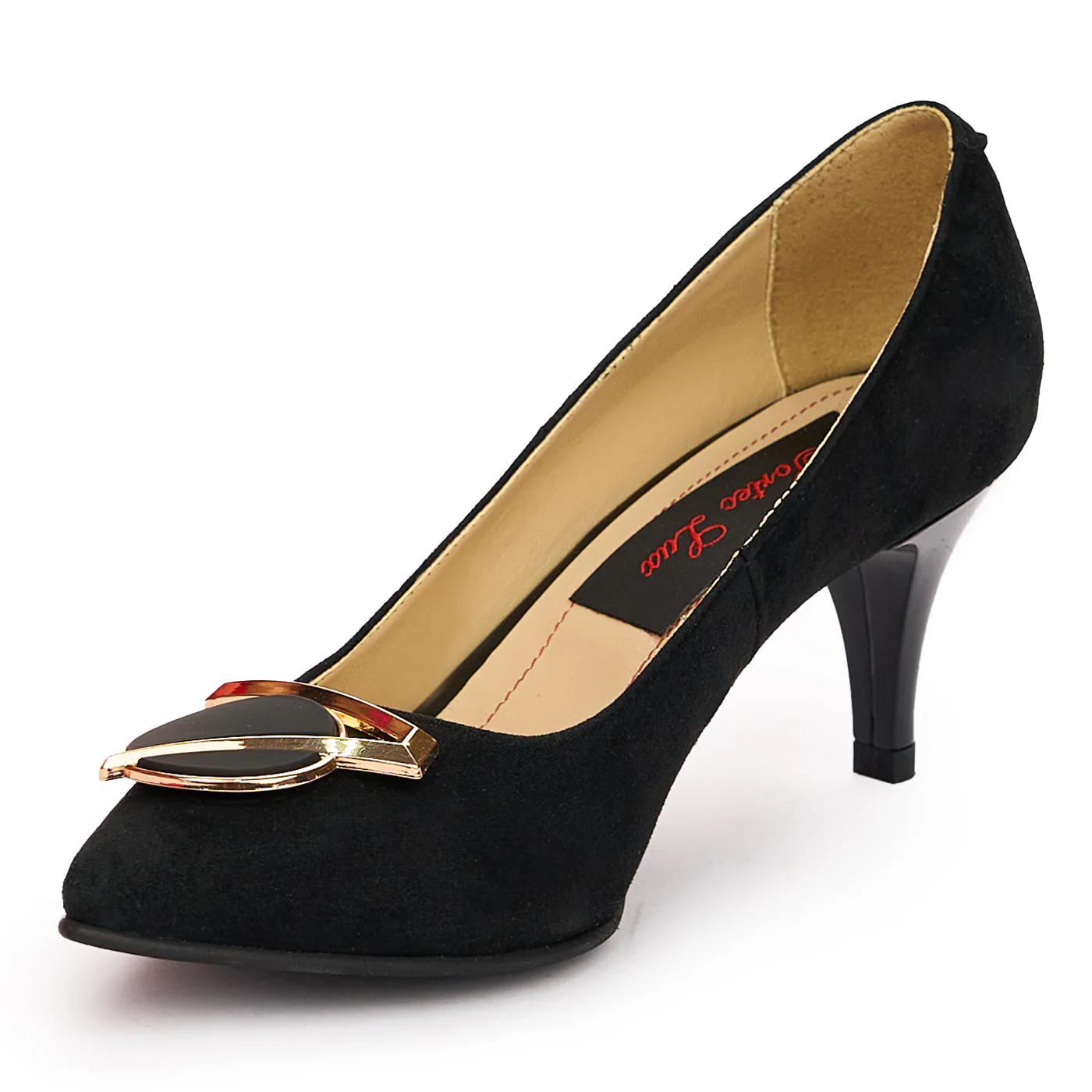 Pantofi dama din piele naturala neagra cu toc subtire 7 cm 13799 - Image 3