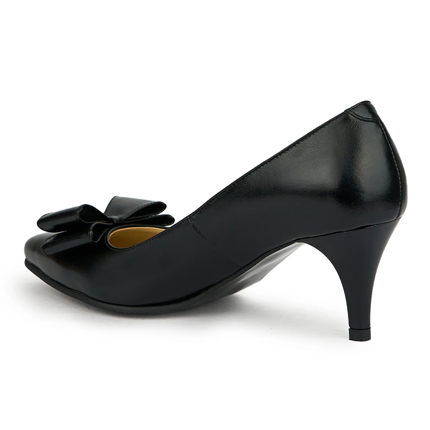 Pantofi dama din piele naturala neagra cu toc subtire 7 cm 15058 - Image 2