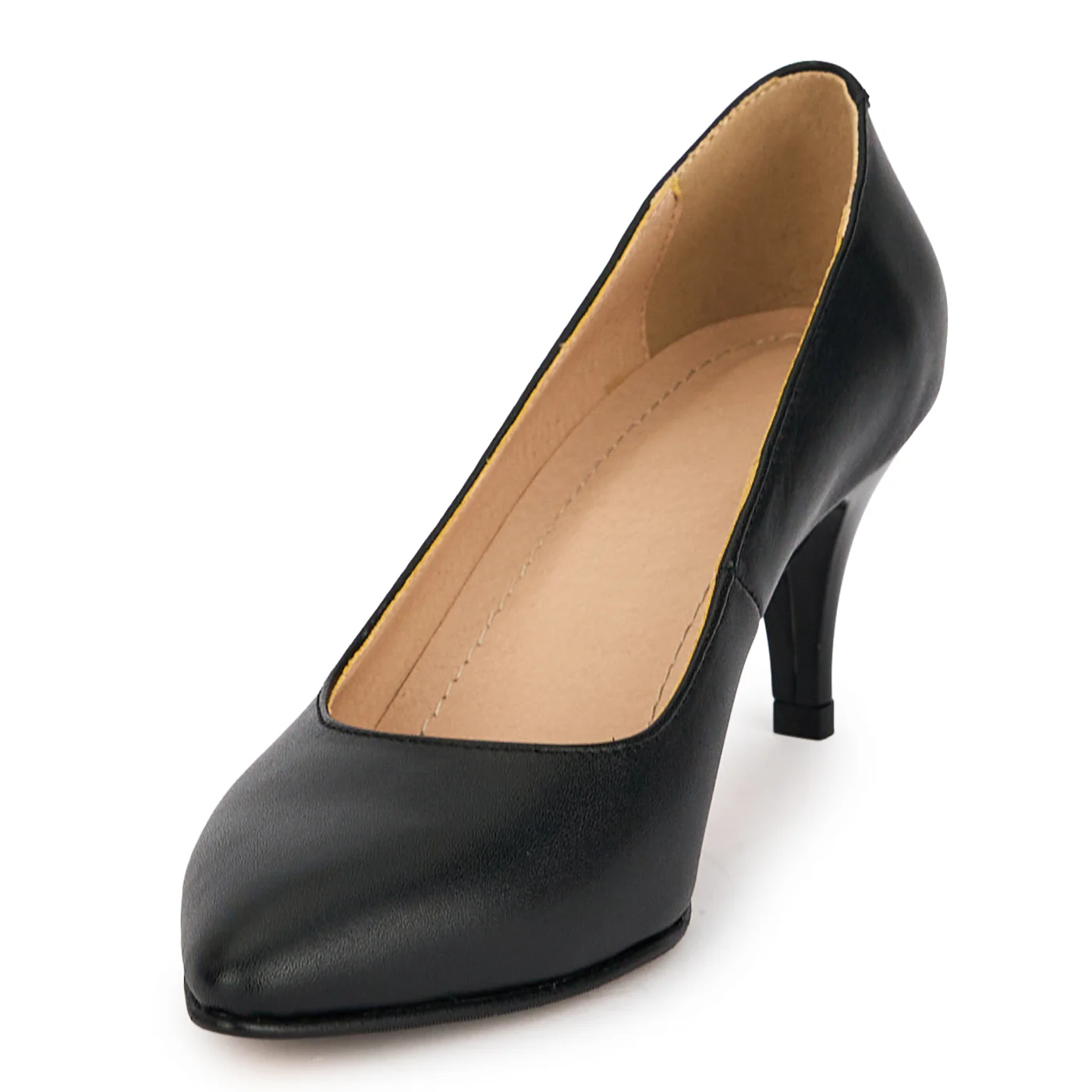 Pantofi dama din piele naturala neagra cu toc subtire 7 cm 19619 - Image 3