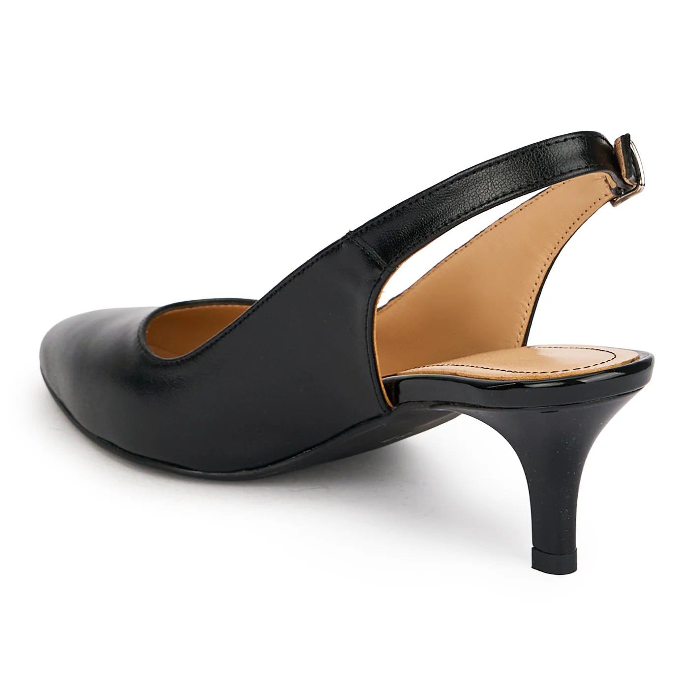 Pantofi dama din piele naturala neagra cu toc subtire 7 cm 19625 - Image 2