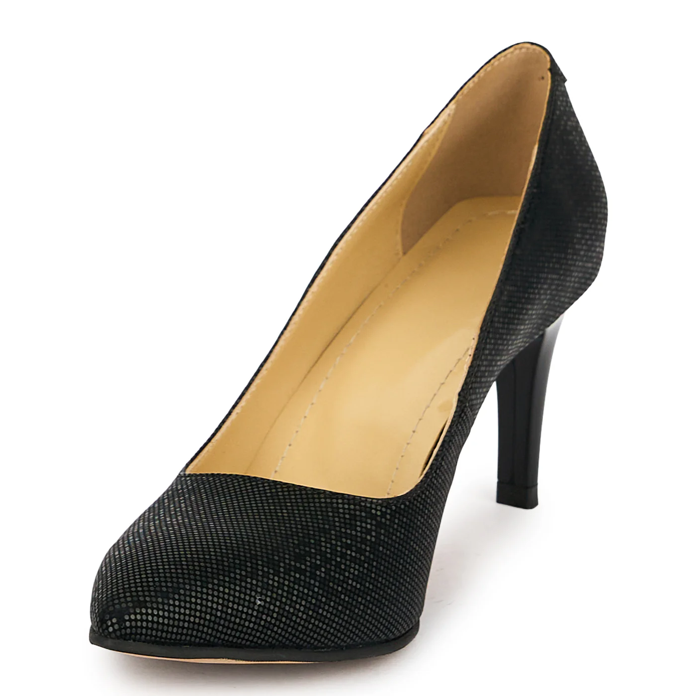 Pantofi dama din piele naturala neagra cu toc subtire 7 cm 19815 - Image 3