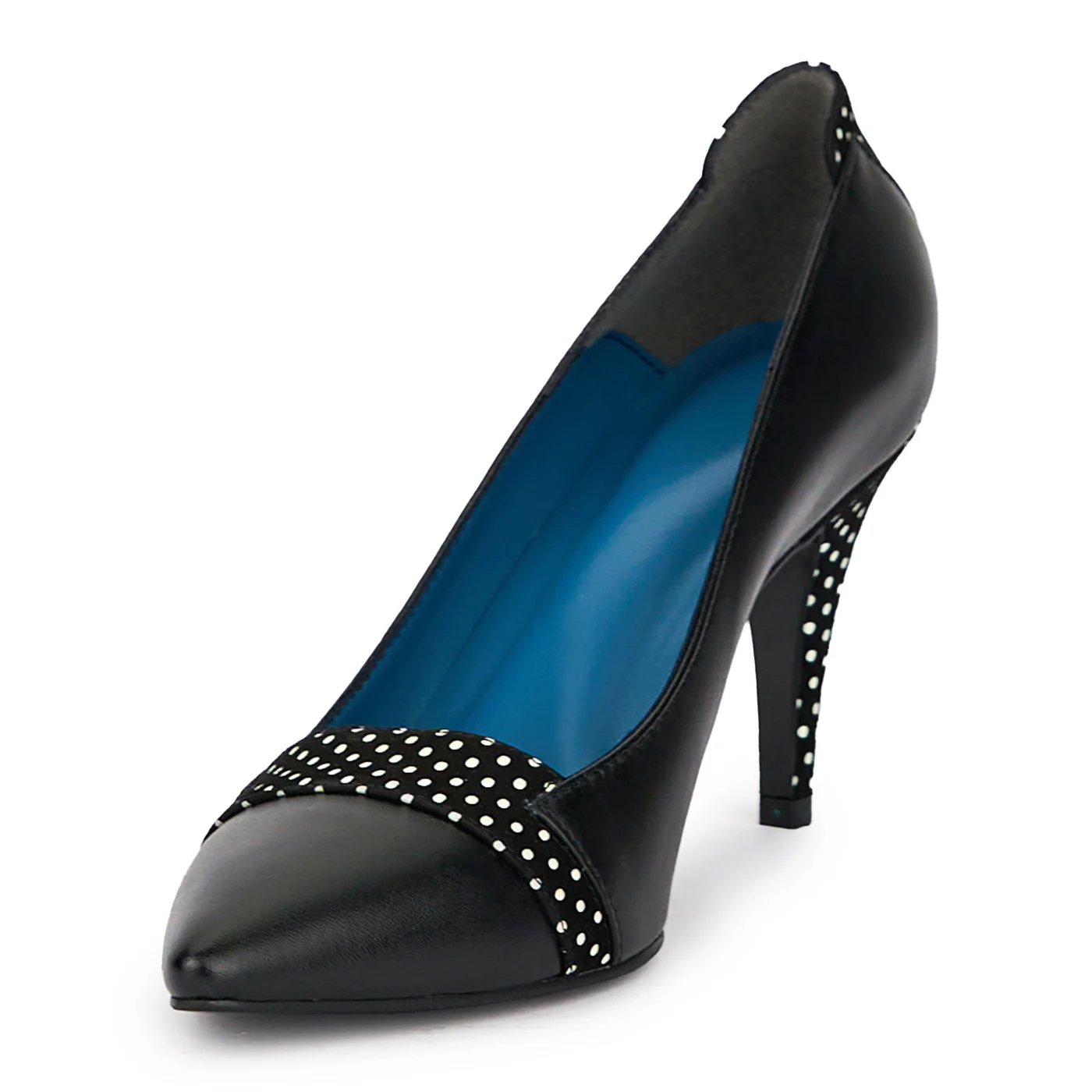 Pantofi dama din piele naturala neagra cu toc subtire 8.5 cm 15555 - Image 2