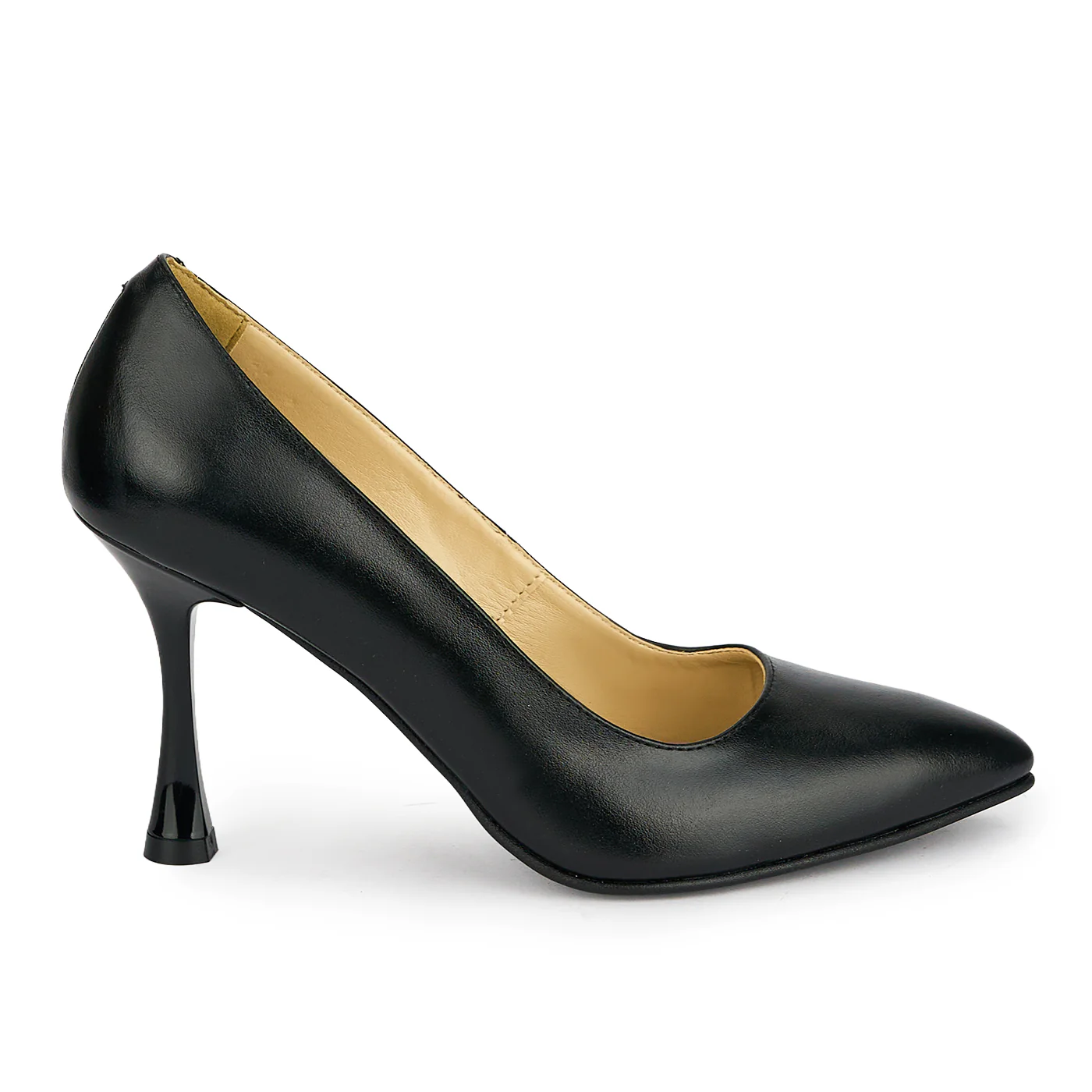 Pantofi dama din piele naturala neagra cu toc subtire 8.5 cm 19452