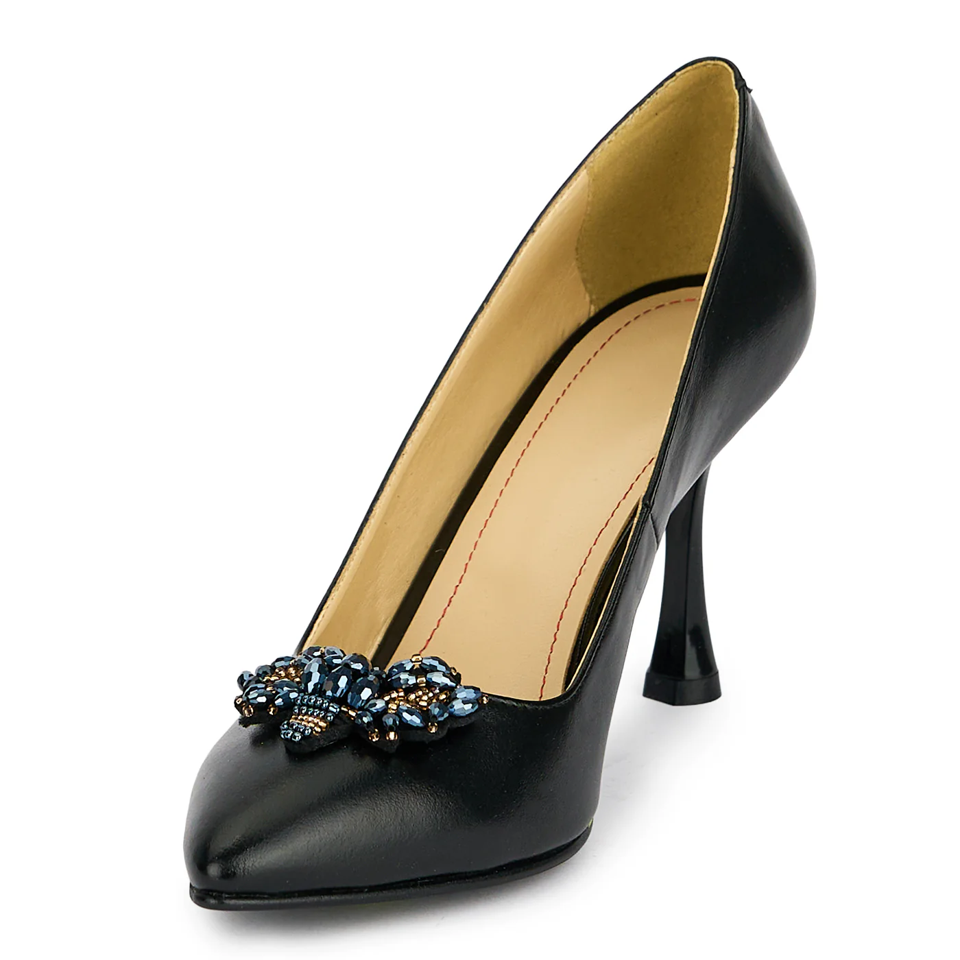 Pantofi dama din piele naturala neagra cu toc subtire 8.5 cm 19453 - Image 3