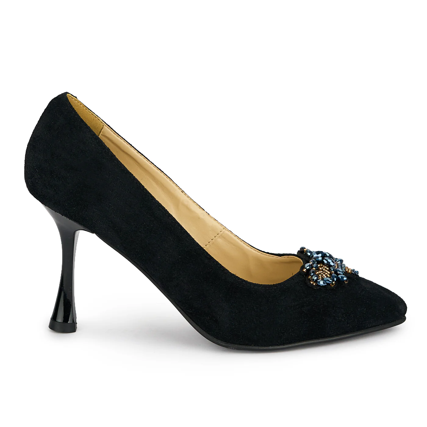Pantofi dama din piele naturala neagra cu toc subtire 8.5 cm 19454