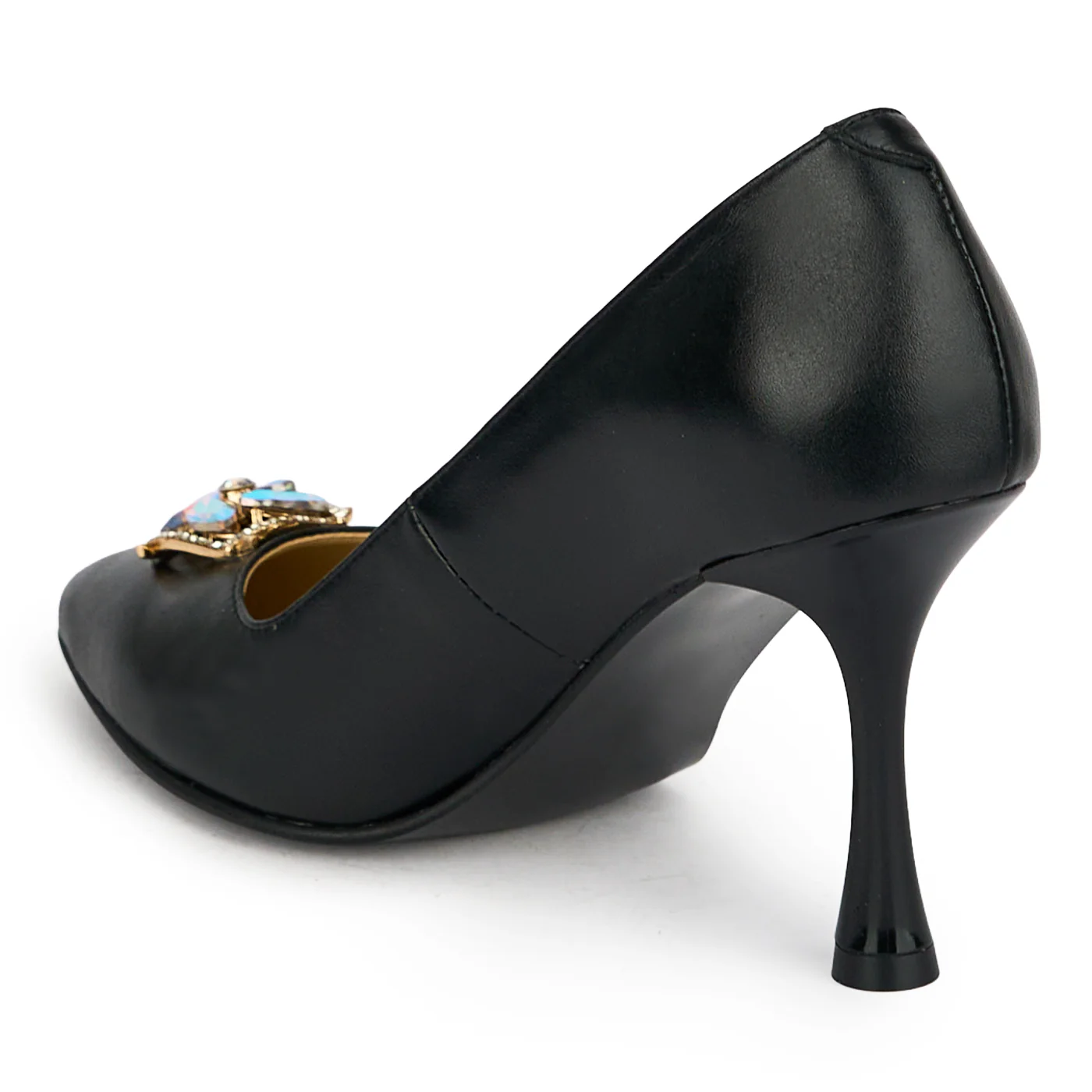 Pantofi dama din piele naturala neagra cu toc subtire 8.5 cm 19461 - Image 2
