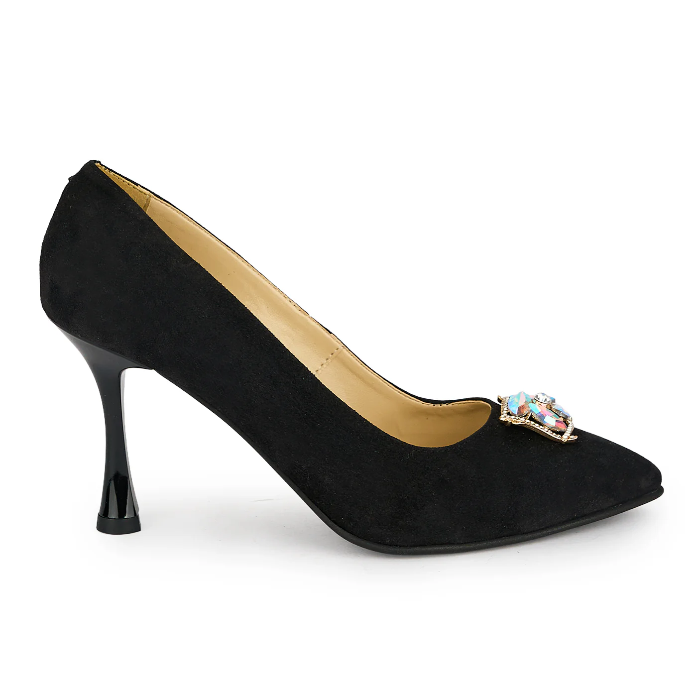 Pantofi dama din piele naturala neagra cu toc subtire 8.5 cm 19462