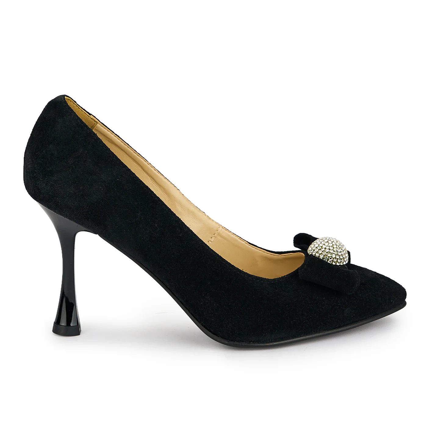 Pantofi dama din piele naturala neagra cu toc subtire 8.5 cm 19468