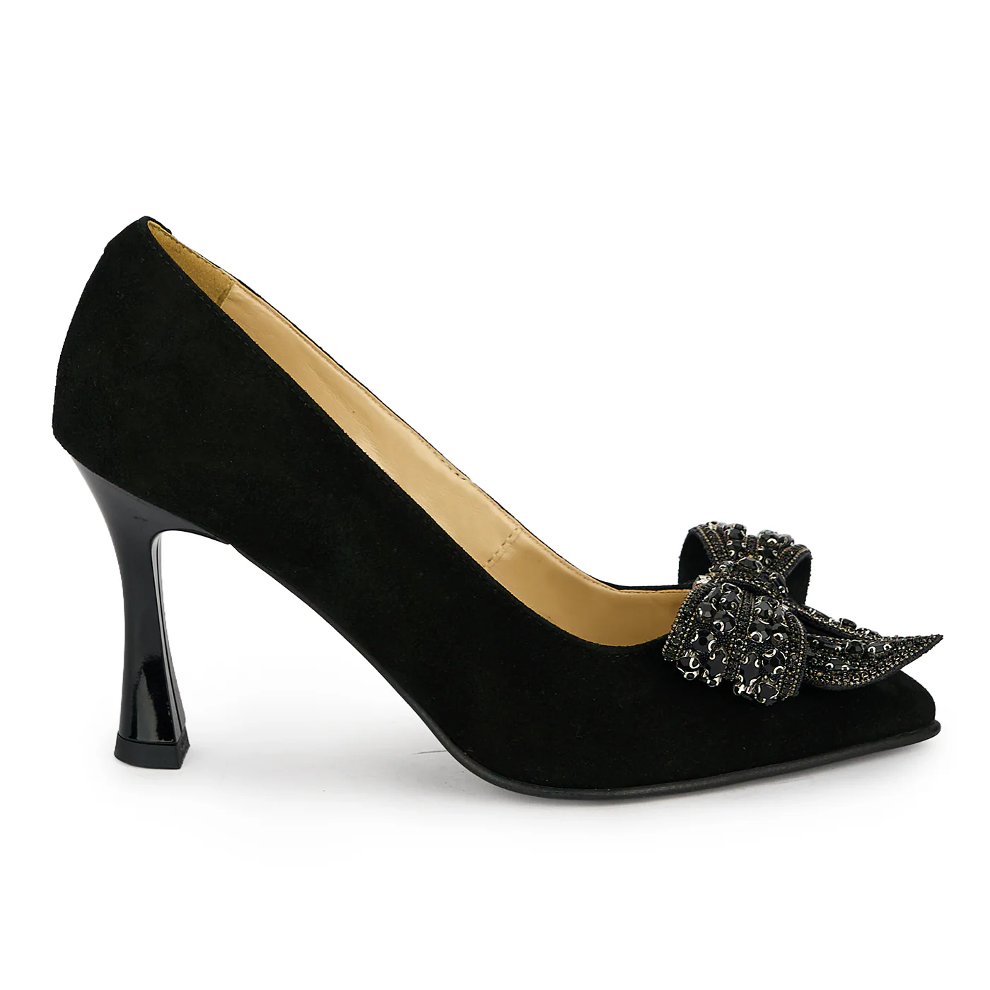 Pantofi dama din piele naturala neagra cu toc subtire 8.5 cm 19472