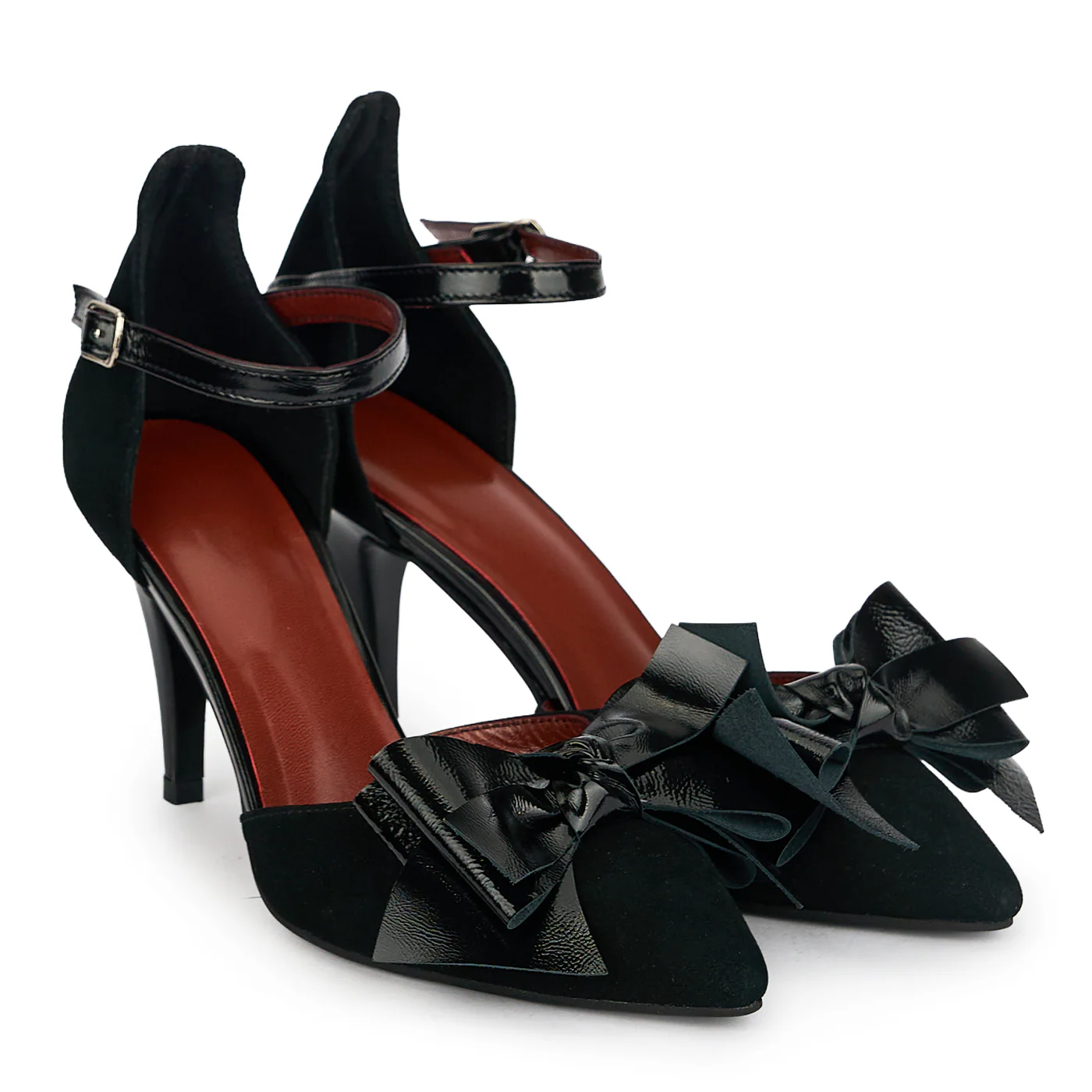 Pantofi dama din piele naturala neagra cu toc subtire 8.5 cm 19829 - Image 4