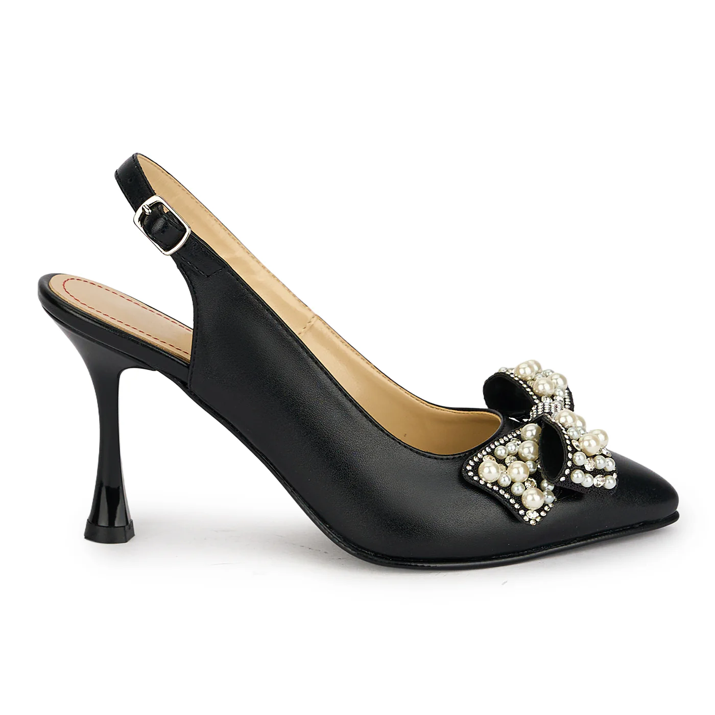 Pantofi dama din piele naturala neagra cu toc subtire 8.5 cm 19868