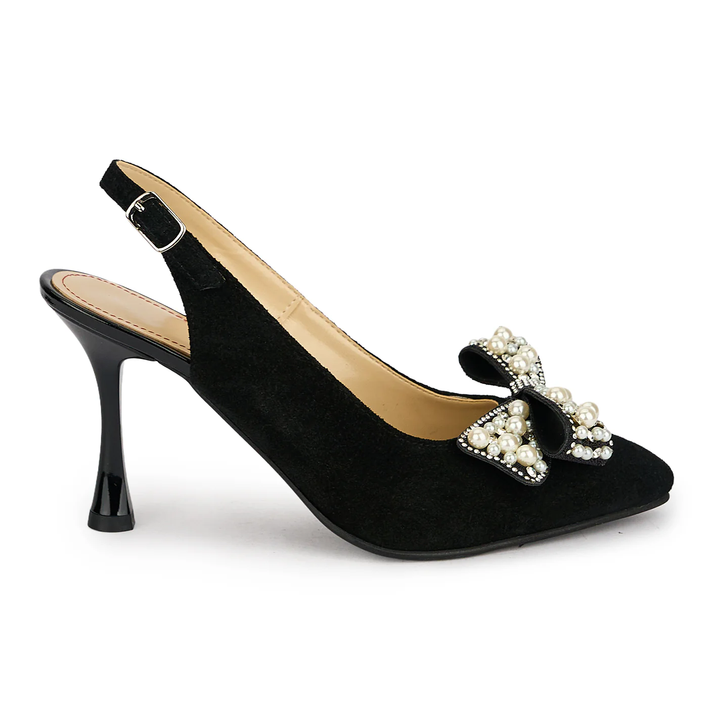 Pantofi dama din piele naturala neagra cu toc subtire 8.5 cm 19869