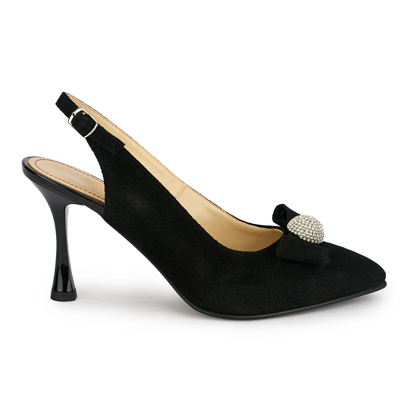 Pantofi dama din piele naturala neagra cu toc subtire 8.5 cm 19874