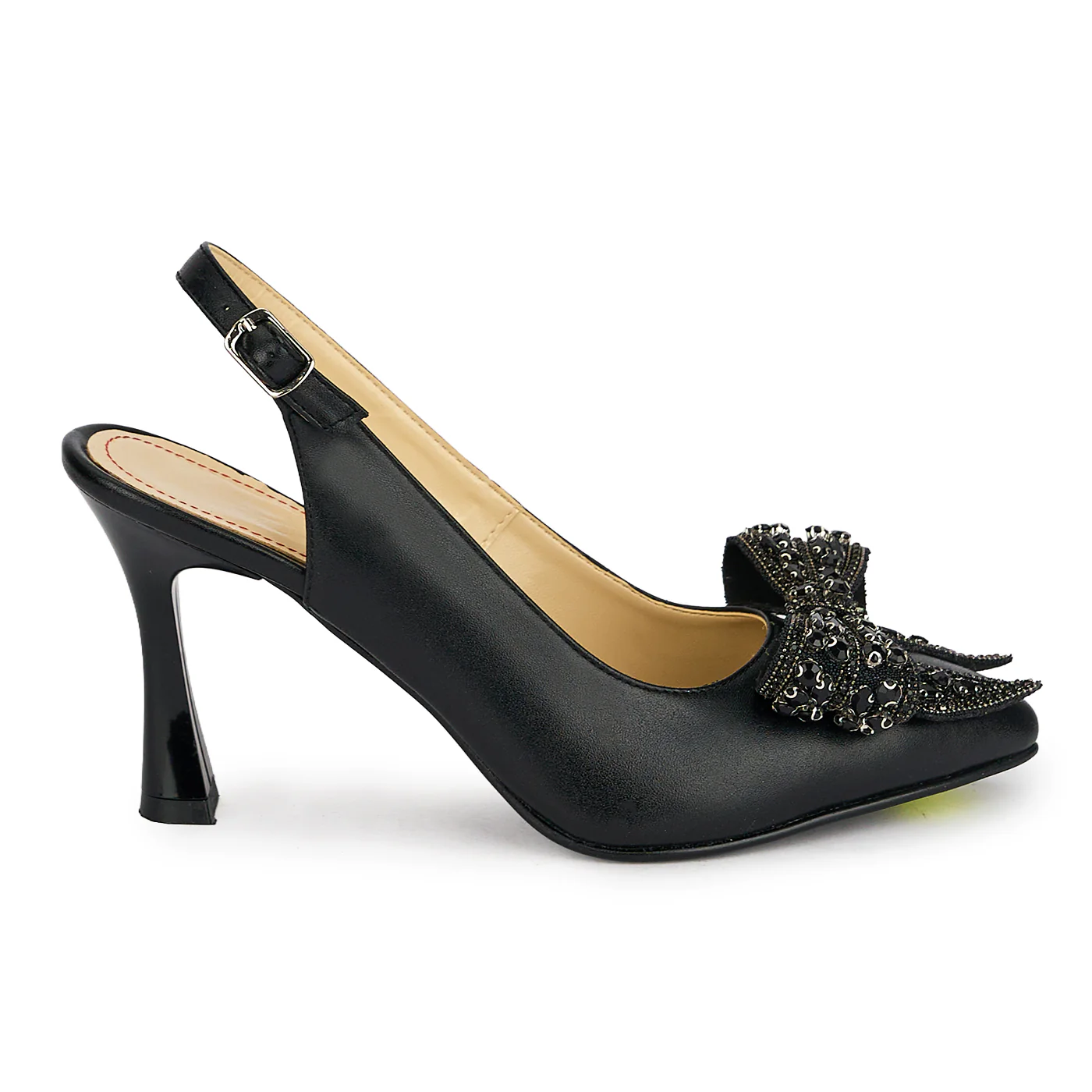 Pantofi dama din piele naturala neagra cu toc subtire 8.5 cm 19875