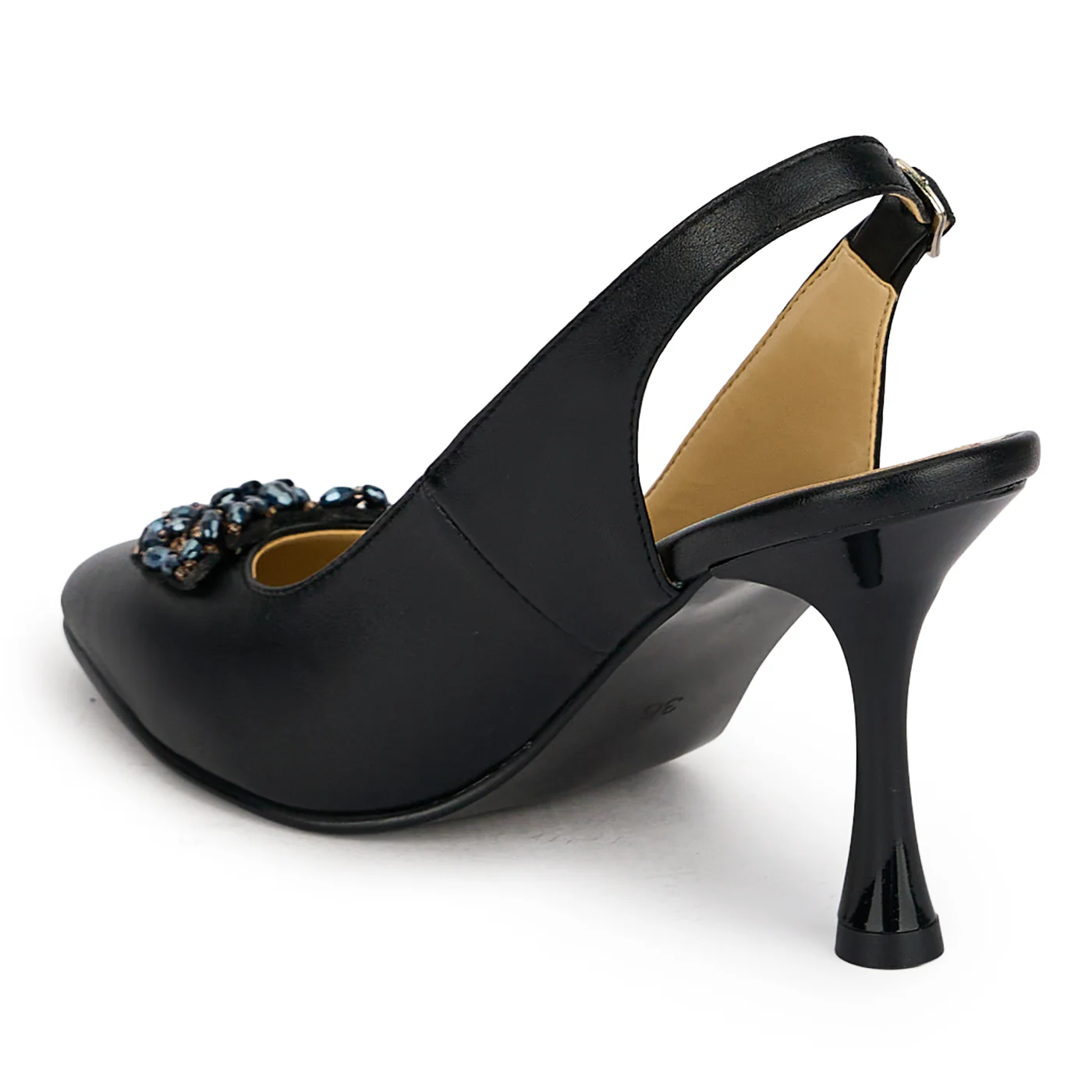 Pantofi dama din piele naturala neagra cu toc subtire 8.5 cm 19882 - Image 2