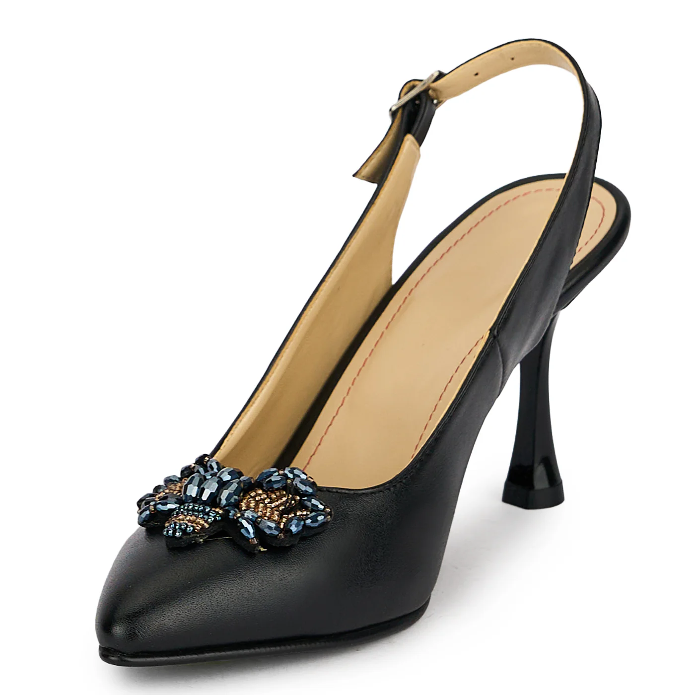 Pantofi dama din piele naturala neagra cu toc subtire 8.5 cm 19882 - Image 3