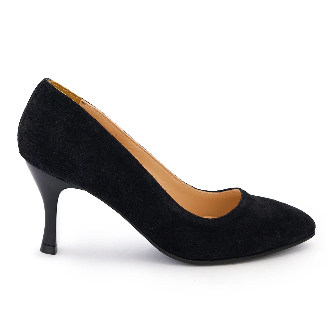 Pantofi dama din piele naturala neagra cu toc subtire 8 cm 14156